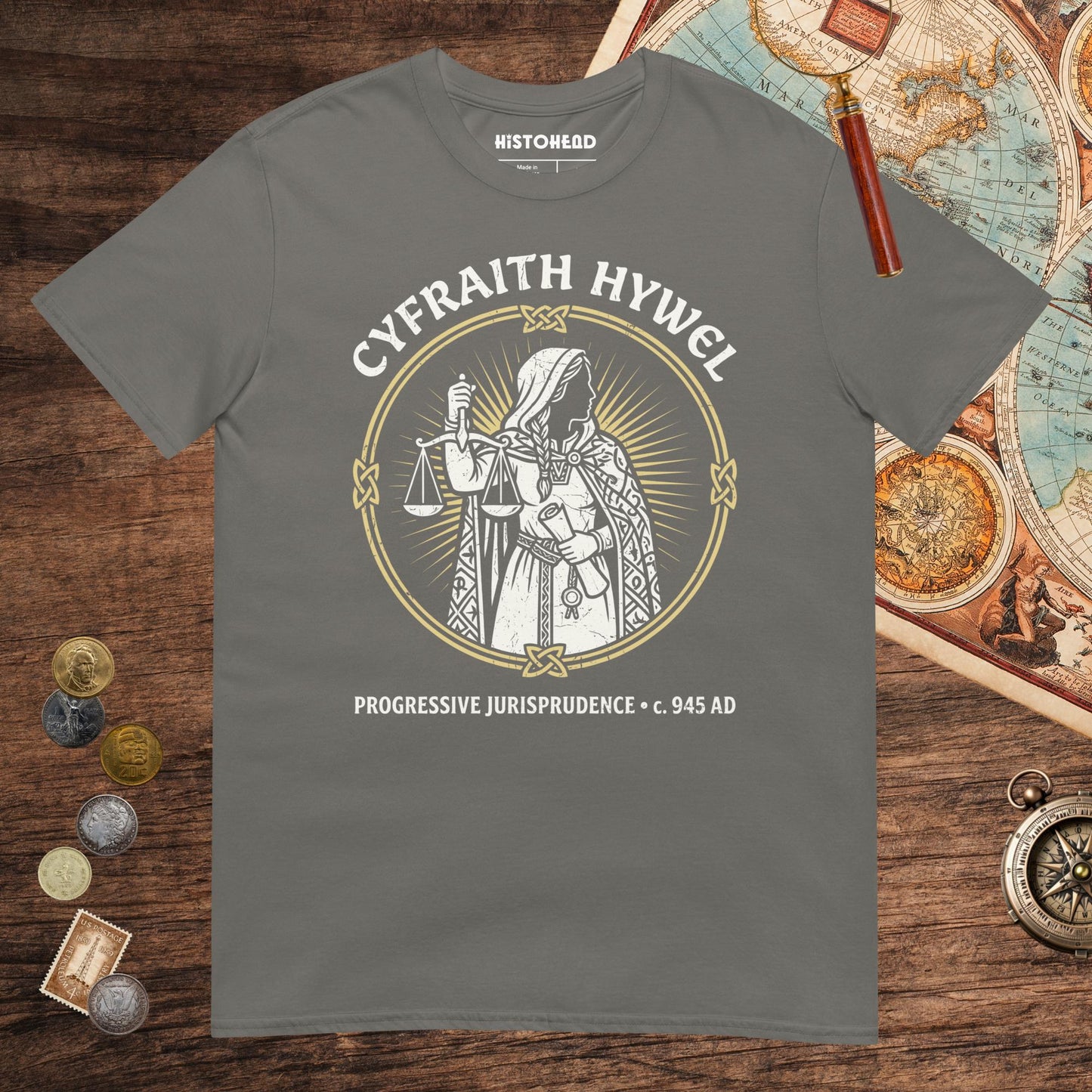 Charcoal Cyfraith Hywel Progressive Jurisprudence Tee - history buff gift by HistoHead