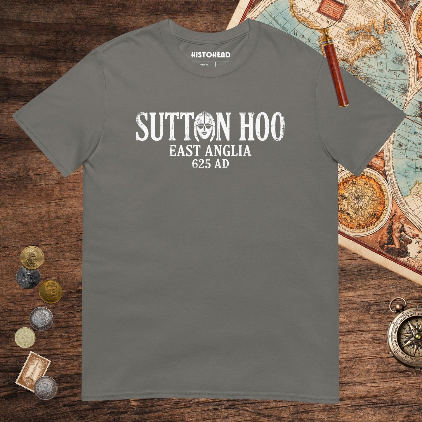Charcoal Sutton Hoo Tee - history buff gift by HistoHead