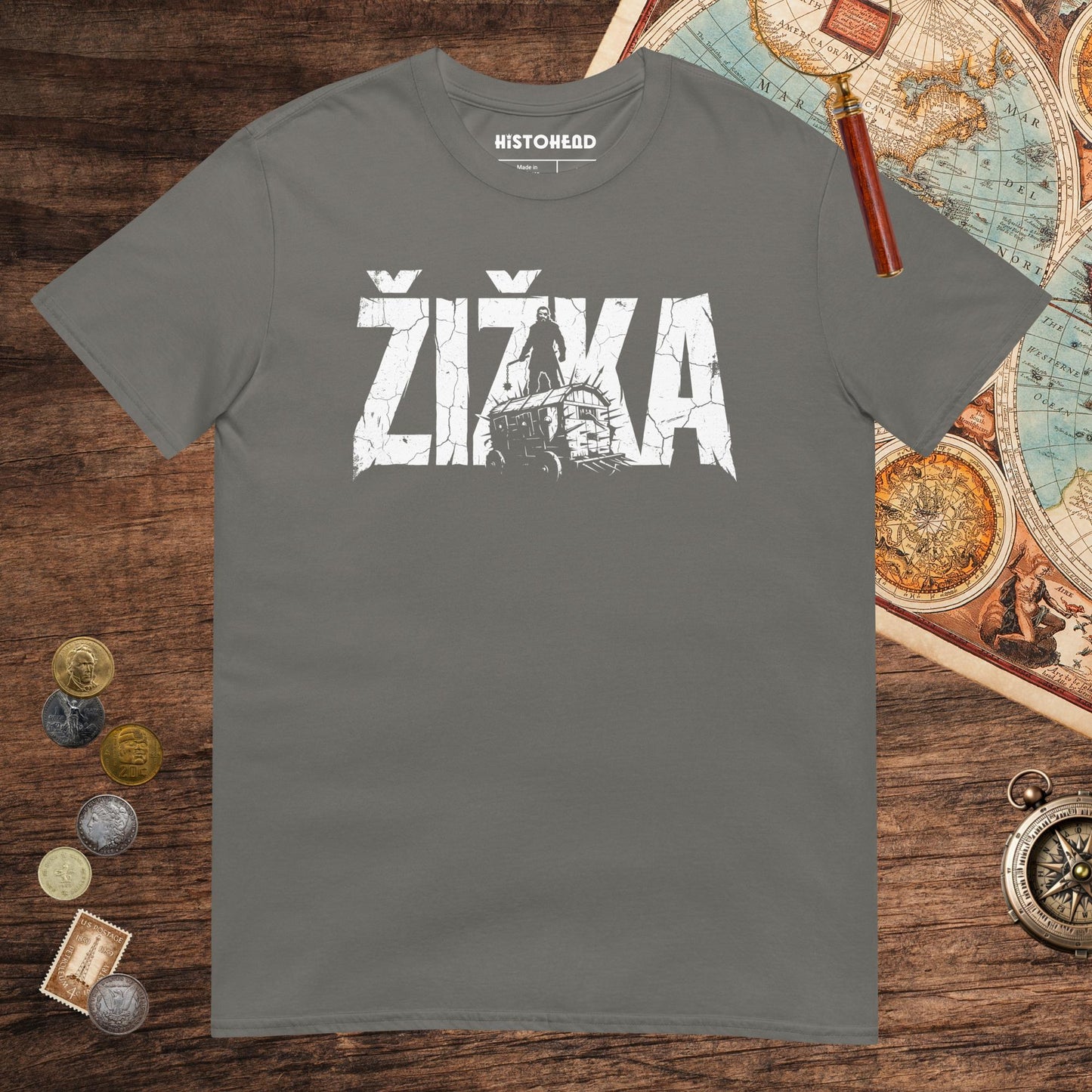 Charcoal Jan Žižka Tee - history buff gift by HistoHead