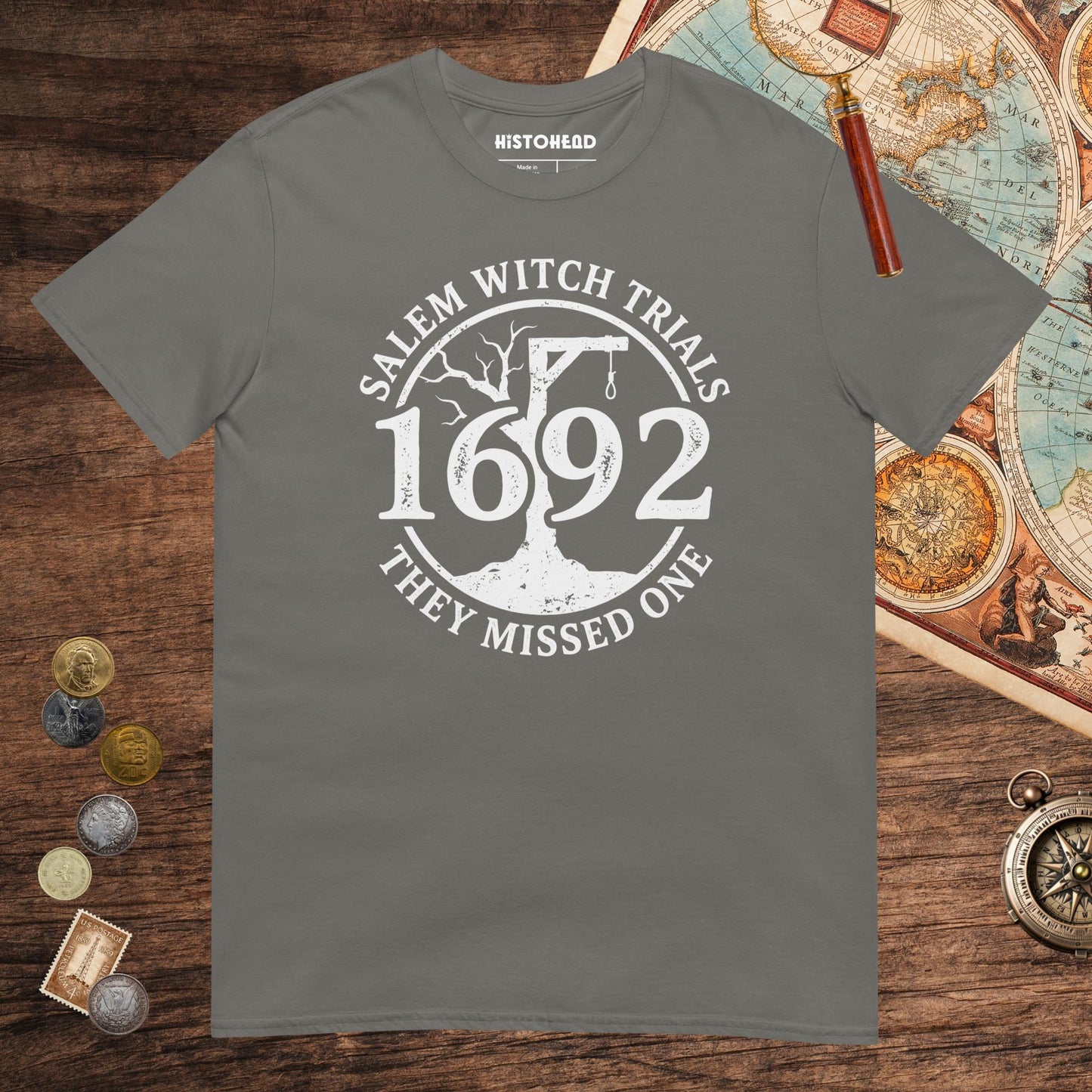 Charcoal Salem Witch Trials They Missed One Tee - history buff gift by HistoHead
