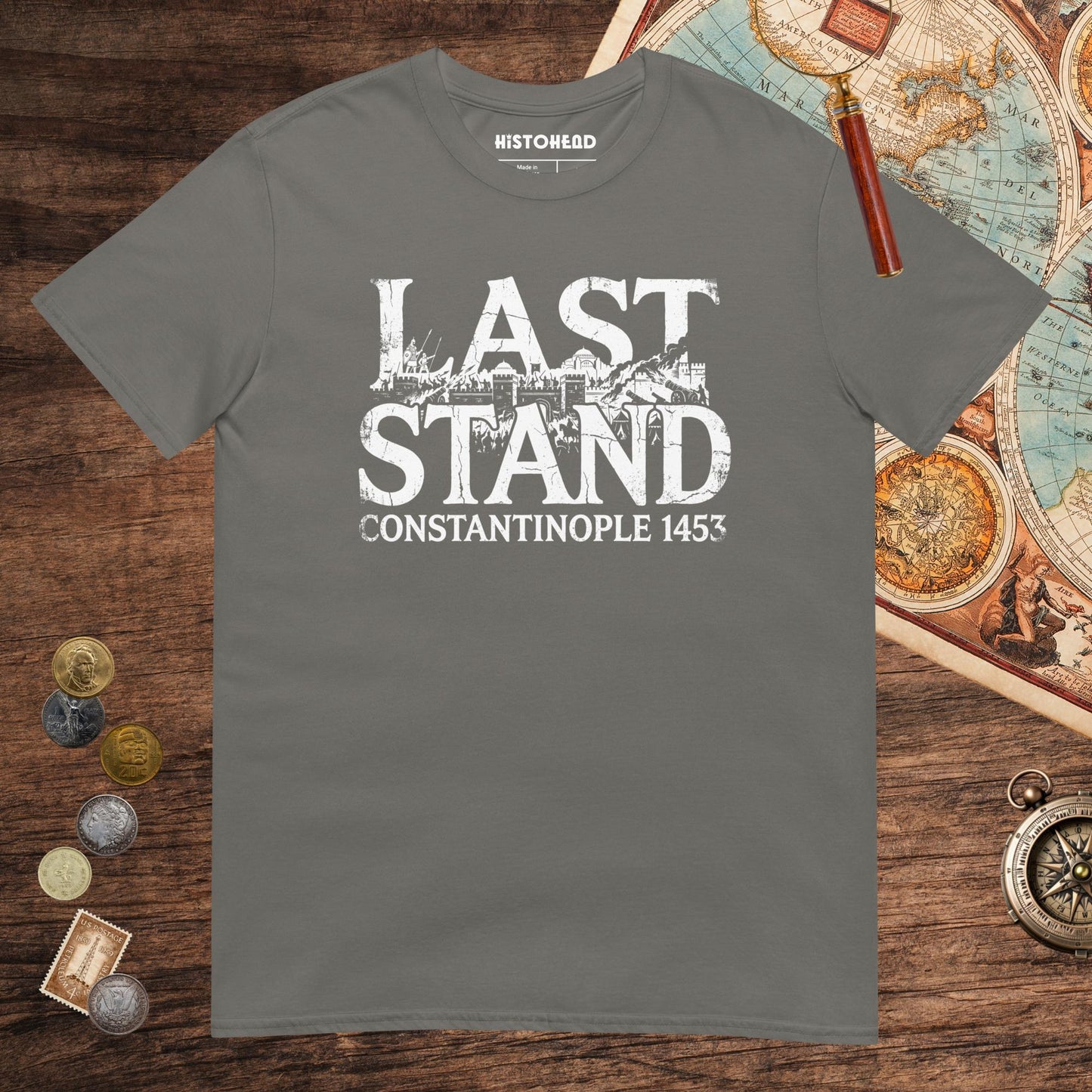 Charcoal Last Stand Constantinople 1453 Tee - history buff gift by HistoHead