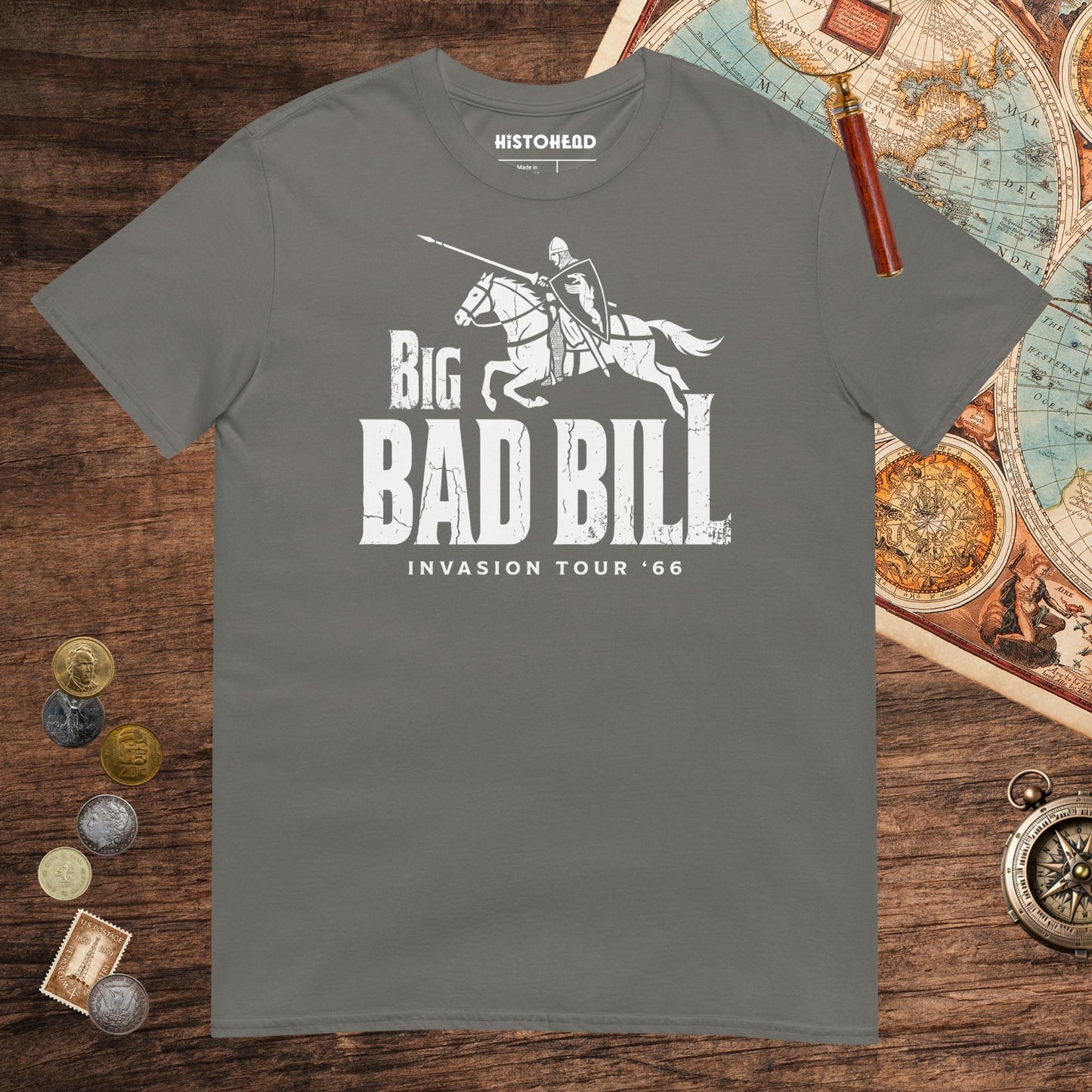 Charcoal The Big Bad Bill Invasion Tour Tee - history buff gift by HistoHead