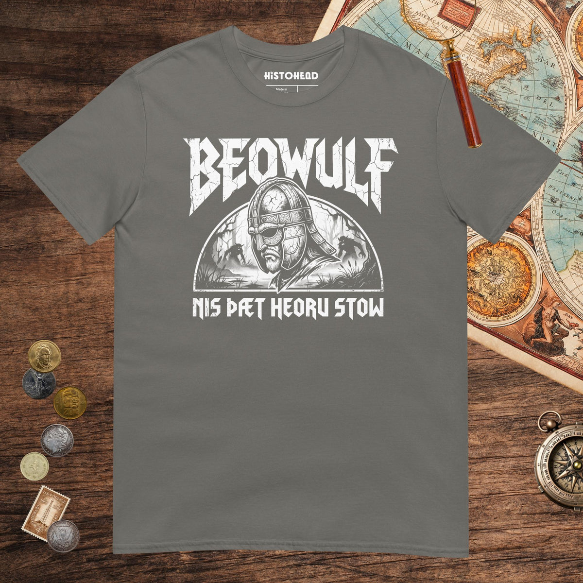 Charcoal Beowulf That Is No Pleasant Place Old English Tee - history buff gift by HistoHead