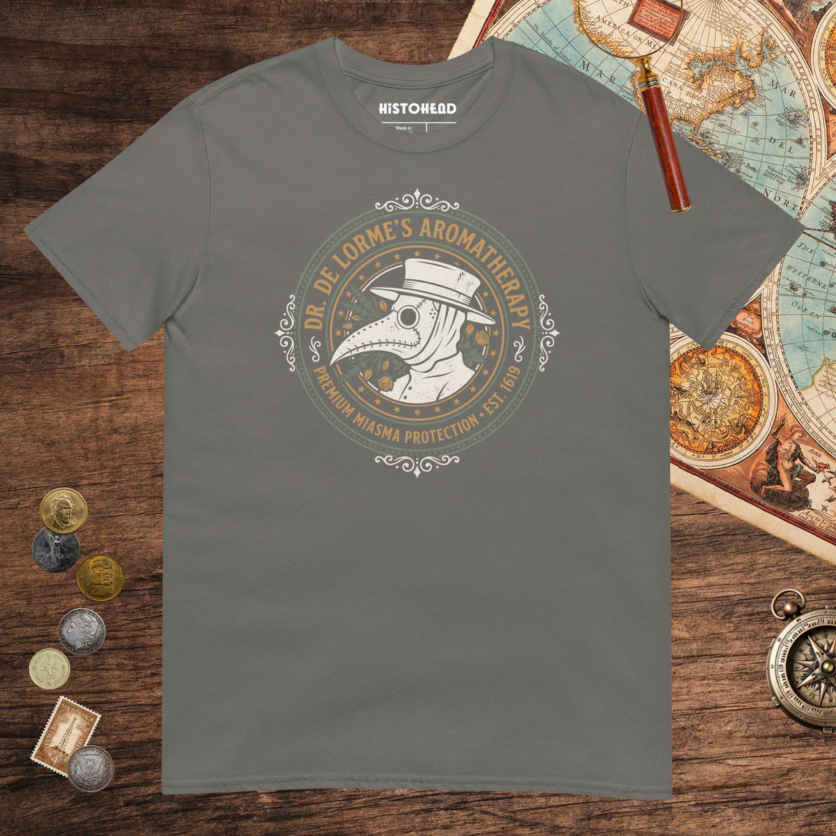 Charcoal Dr. De Lorme's Aromatherapy Tee - history buff gift by HistoHead