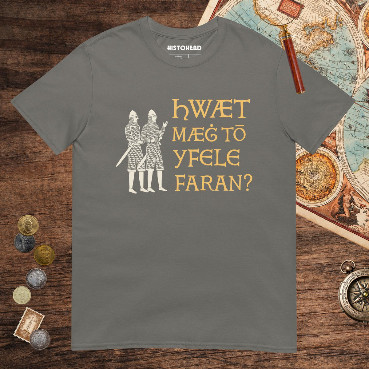 Charcoal What Could Possibly Go Wrong in Old English Tee - history buff gift by HistoHead