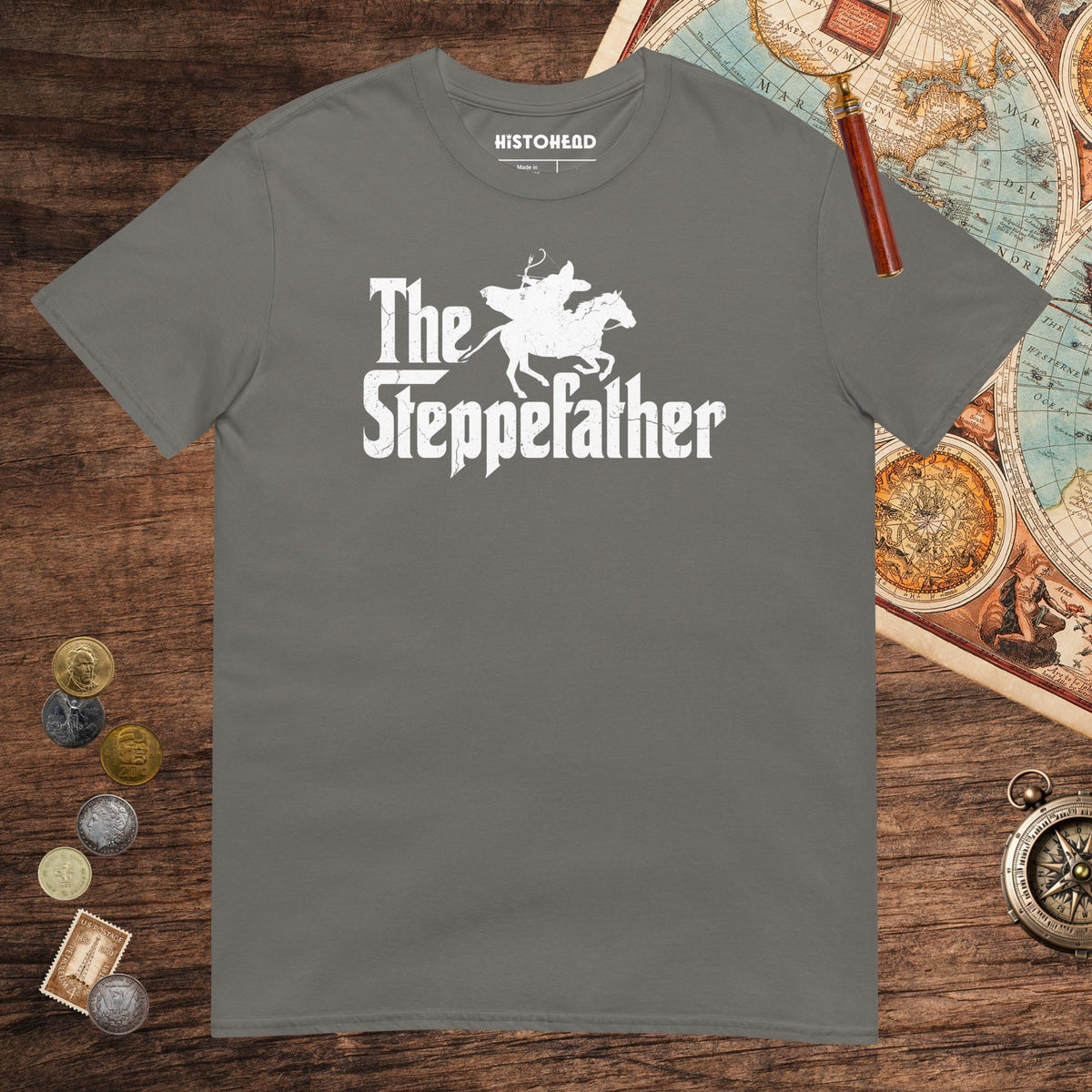 Charcoal The Steppefather Parthian Shot Tee - history buff gift by HistoHead