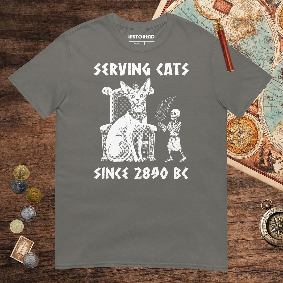Charcoal Serving Cats Since 2890 BC Tee - history buff gift by HistoHead