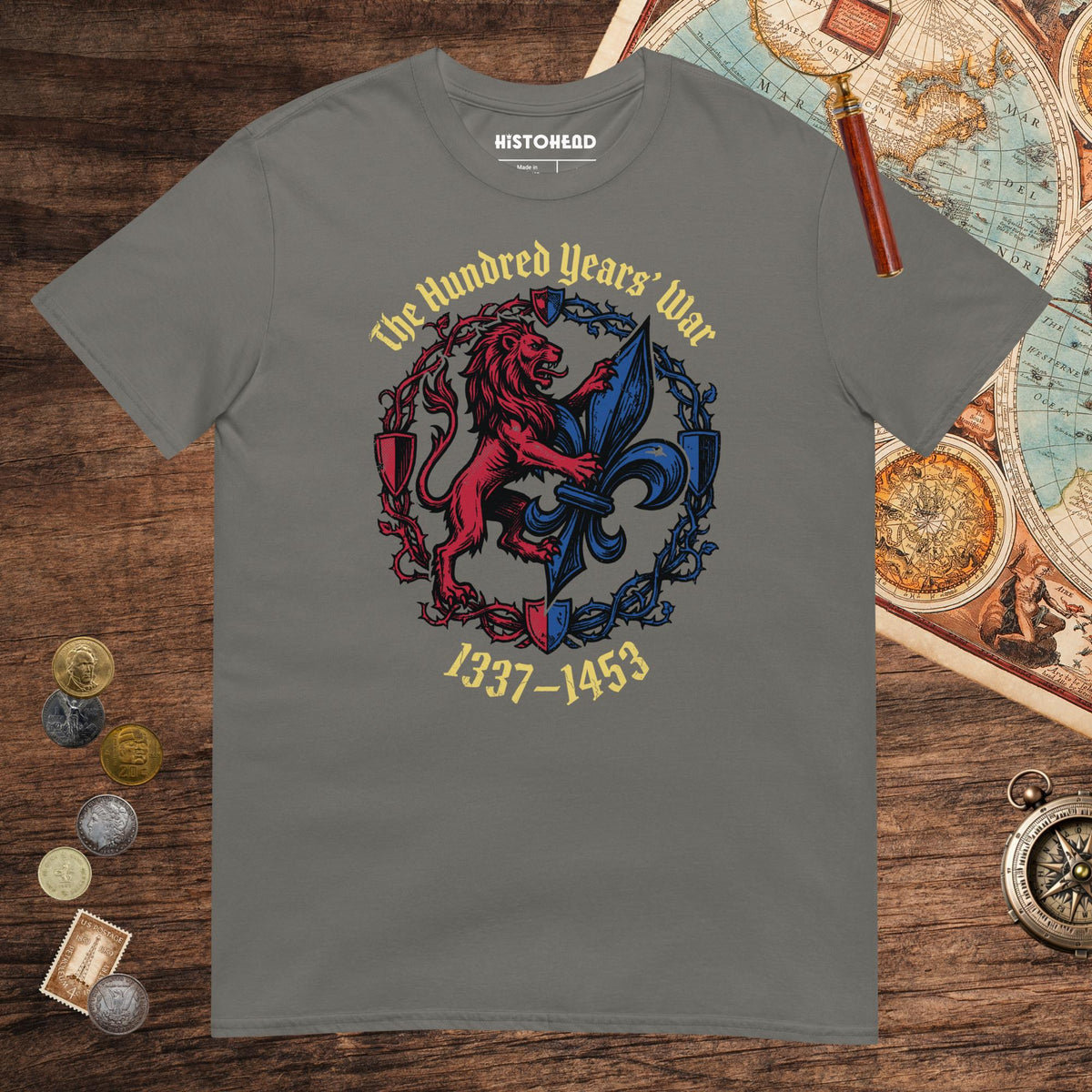 Charcoal The Hundred Years' War Tee - history buff gift by HistoHead