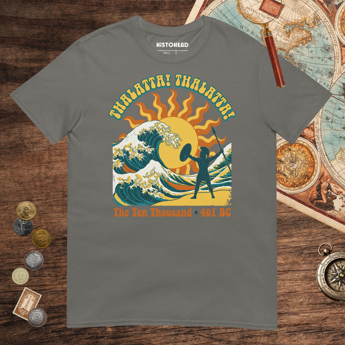 Charcoal Thalatta Thalatta Tee - history buff gift by HistoHead