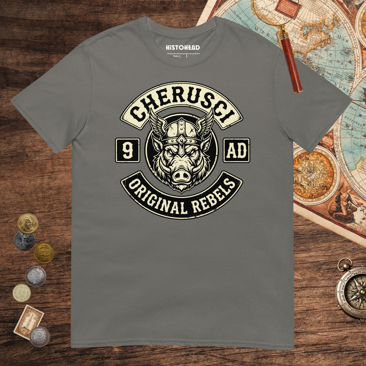 Charcoal Cherusci Original Rebels Tee - history buff gift by HistoHead