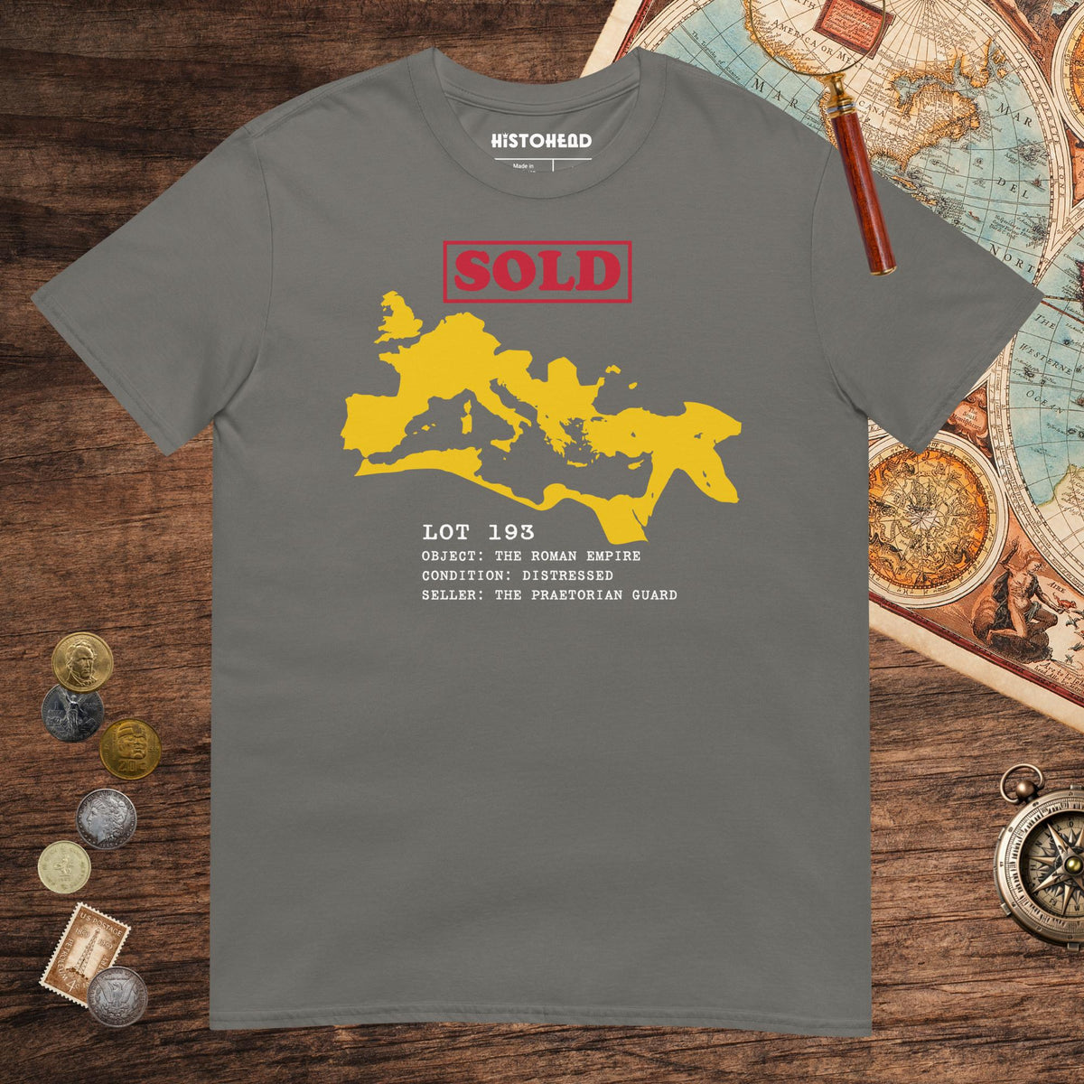 Charcoal Auction of the Roman Empire Tee - history buff gift by HistoHead