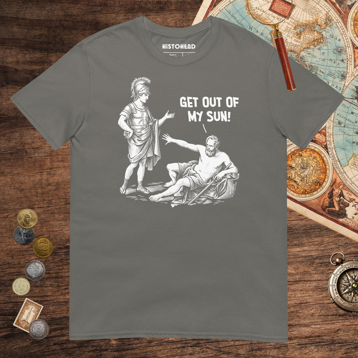 Charcoal Diogenes: Get Out of My Sun Tee - history buff gift by HistoHead