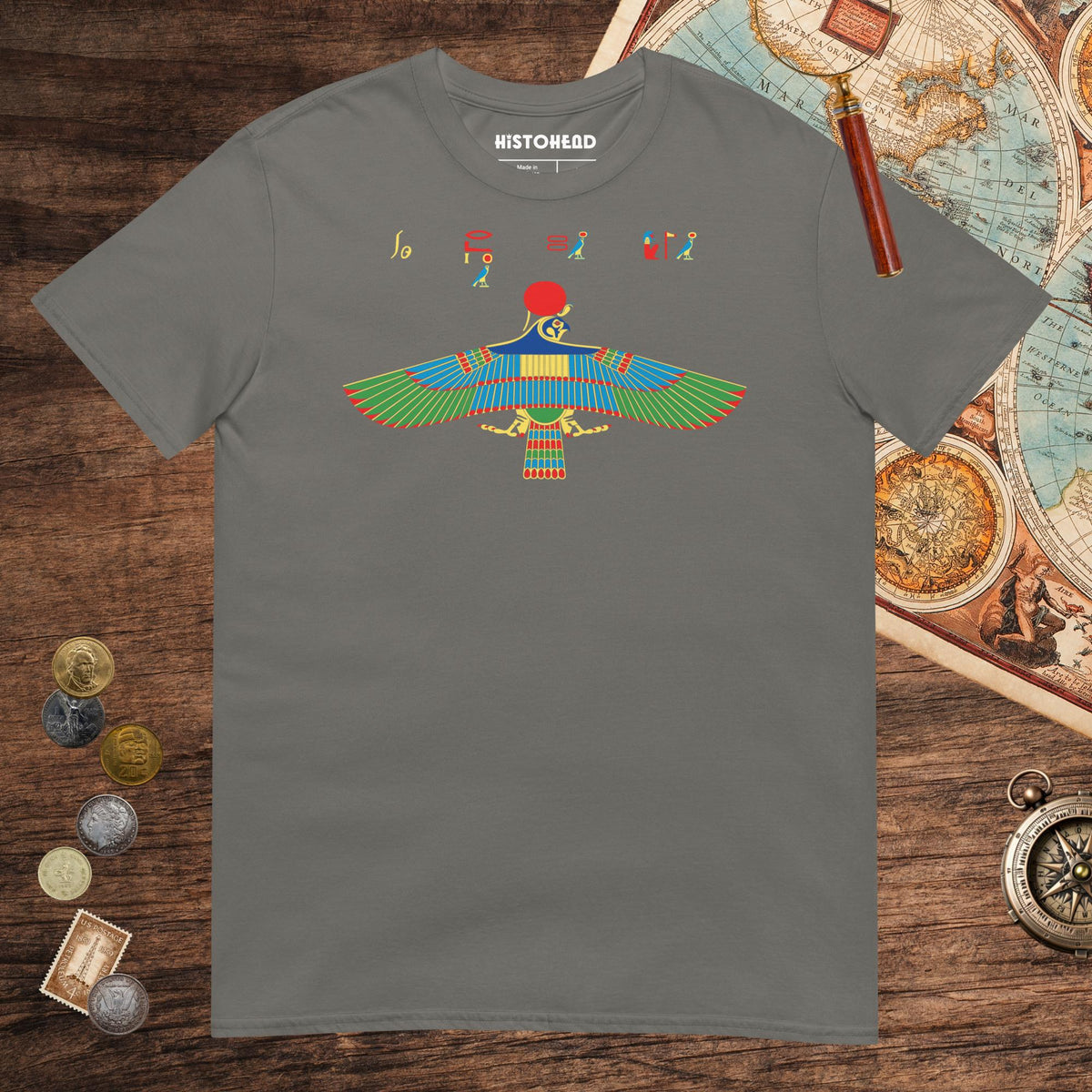 Charcoal Hawk Emblem of Ra Tee - history buff gift by HistoHead