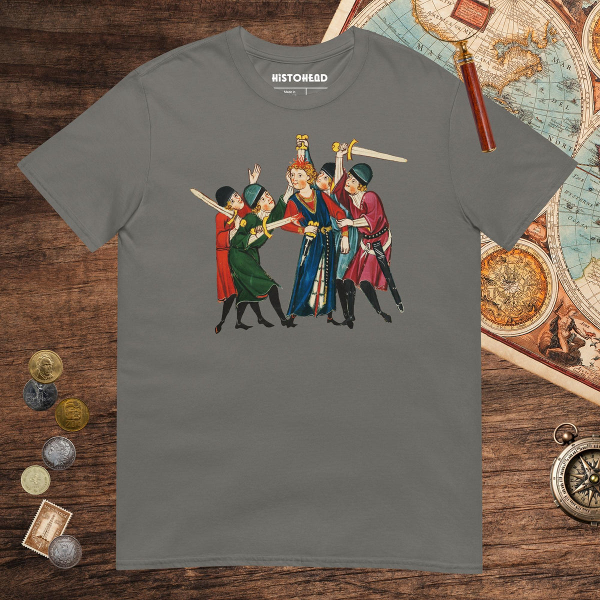 Charcoal Medieval Positivity Tee - history buff gift by HistoHead