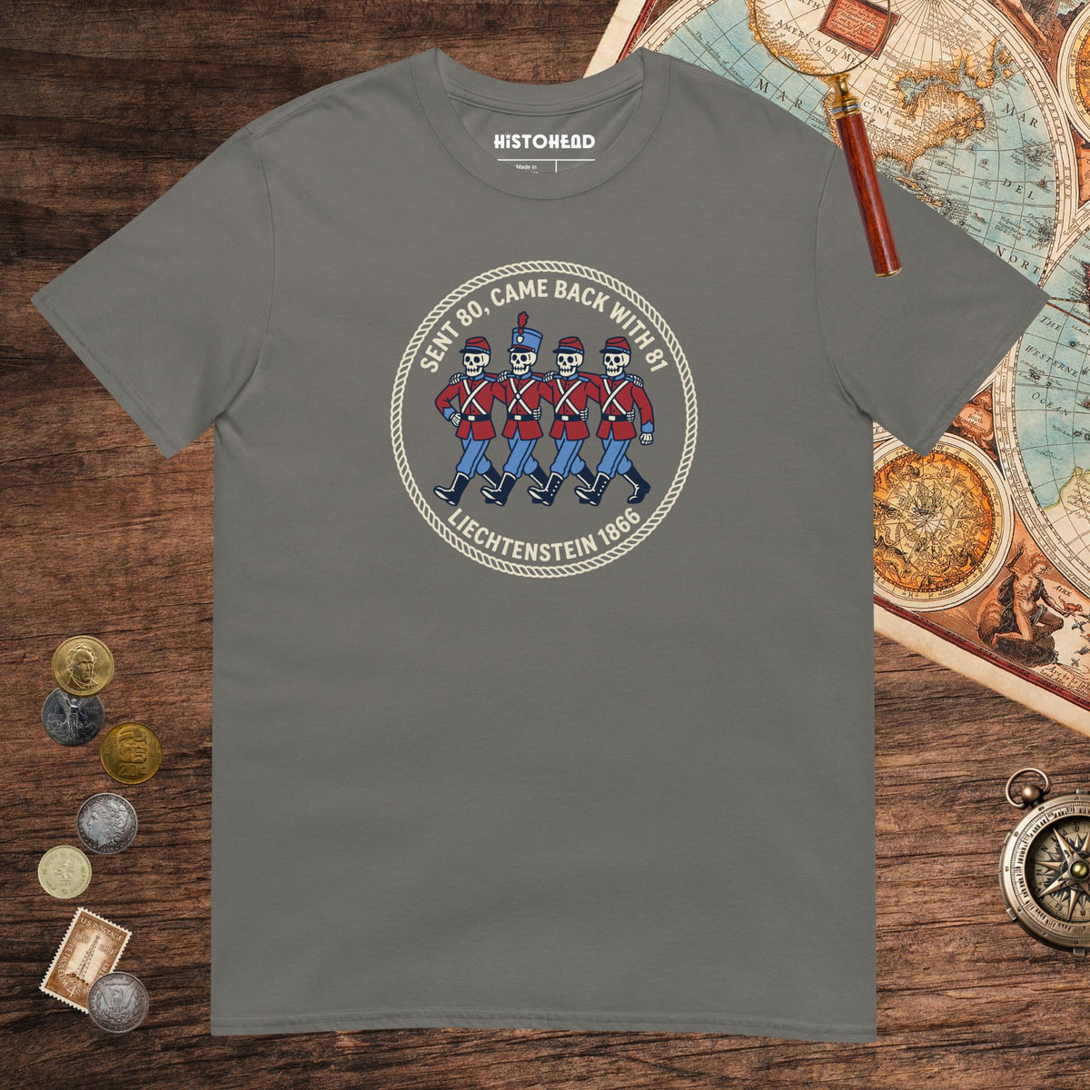 Charcoal Liechtenstein 1866 Tee - history buff gift by HistoHead