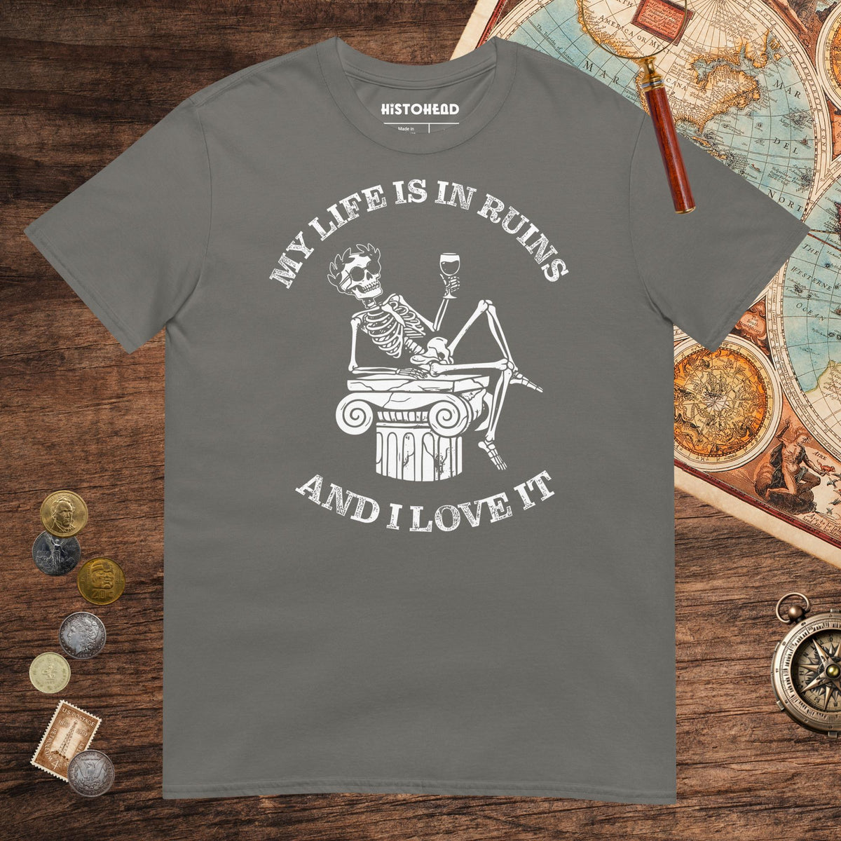 Charcoal My Life is in Ruins Tee - history buff gift by HistoHead
