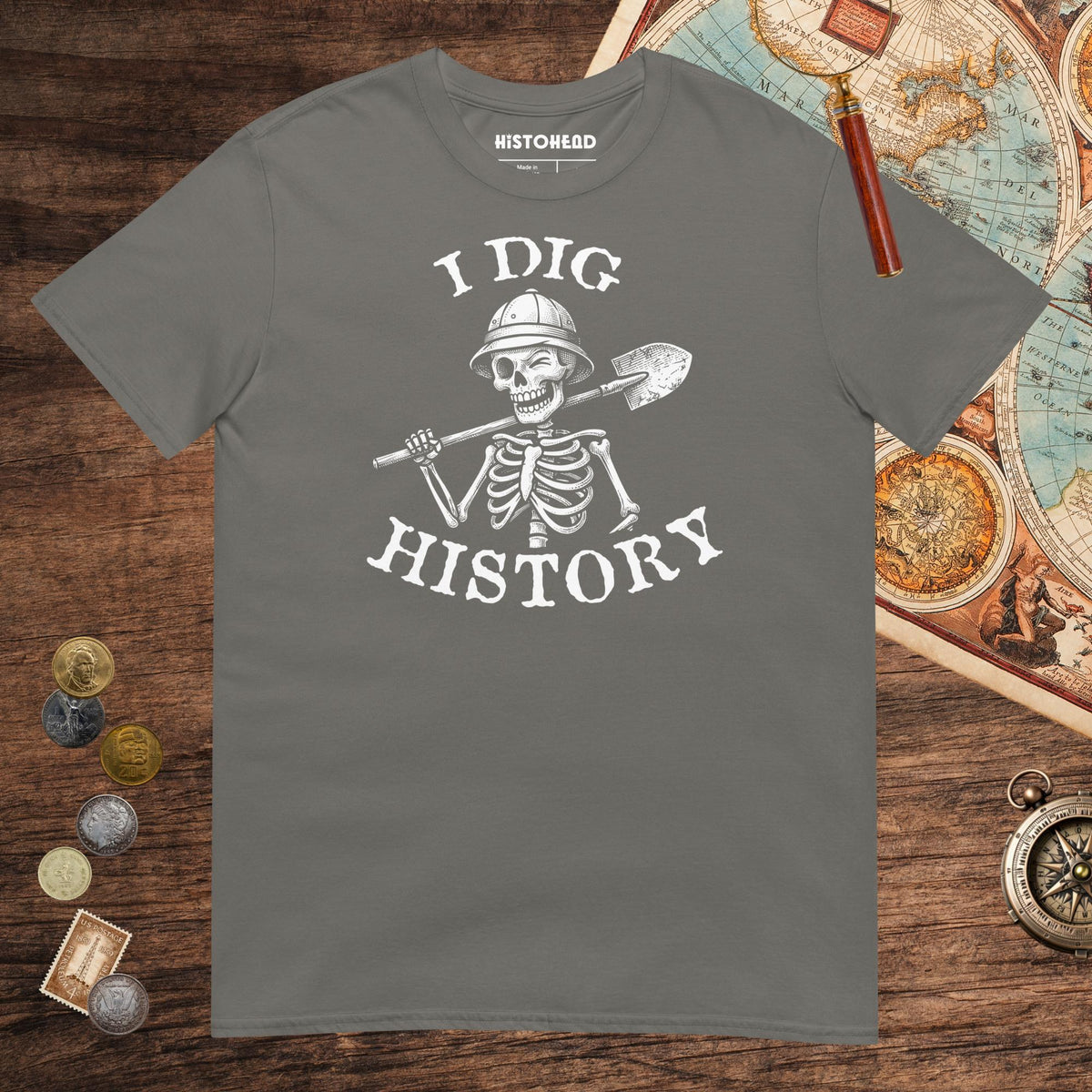 Charcoal I Dig History Tee - history buff gift by HistoHead