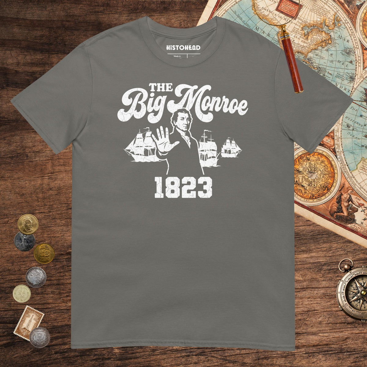 Charcoal The Big Monroe Tee - history buff gift by HistoHead