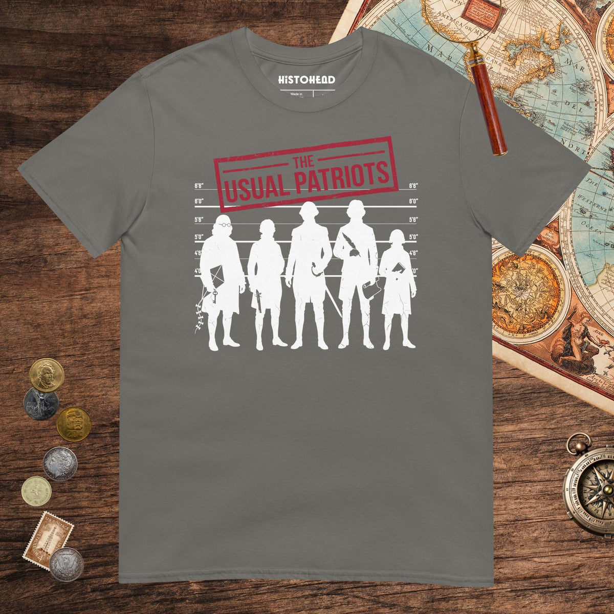 Charcoal The Usual Patriots Tee - history buff gift by HistoHead