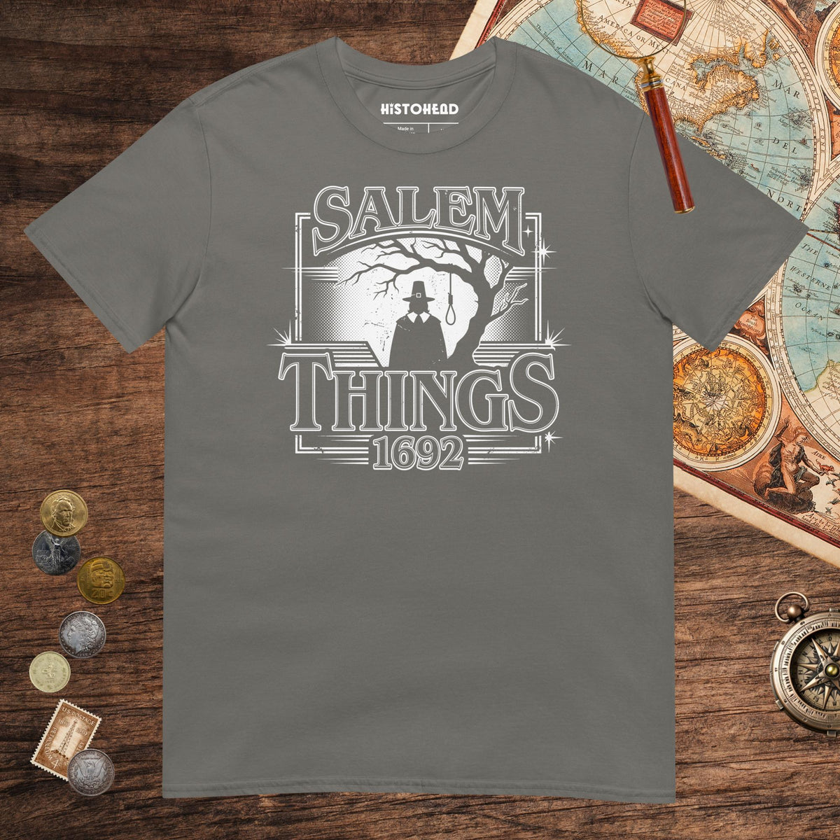 Charcoal Salem Things 1692 Tee - history buff gift by HistoHead