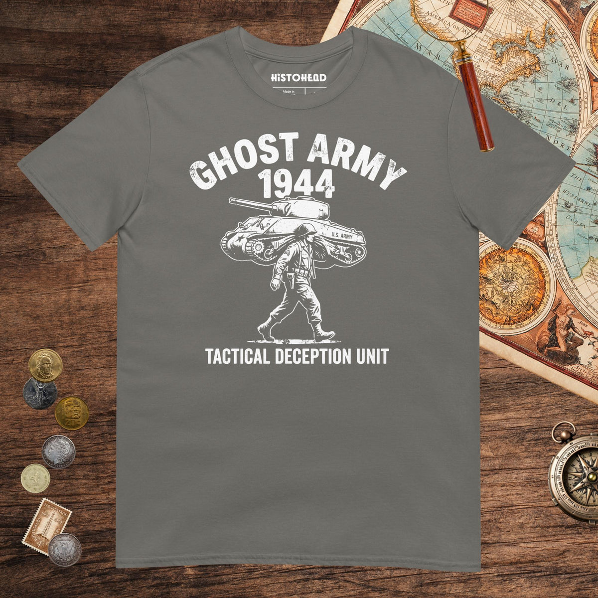 Charcoal Ghost Army Tee - history buff gift by HistoHead