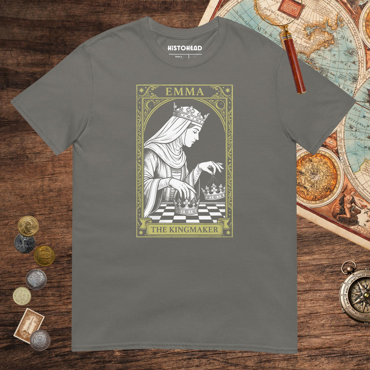 Charcoal Emma of Normandy the Kingmaker Tee - history buff gift by HistoHead