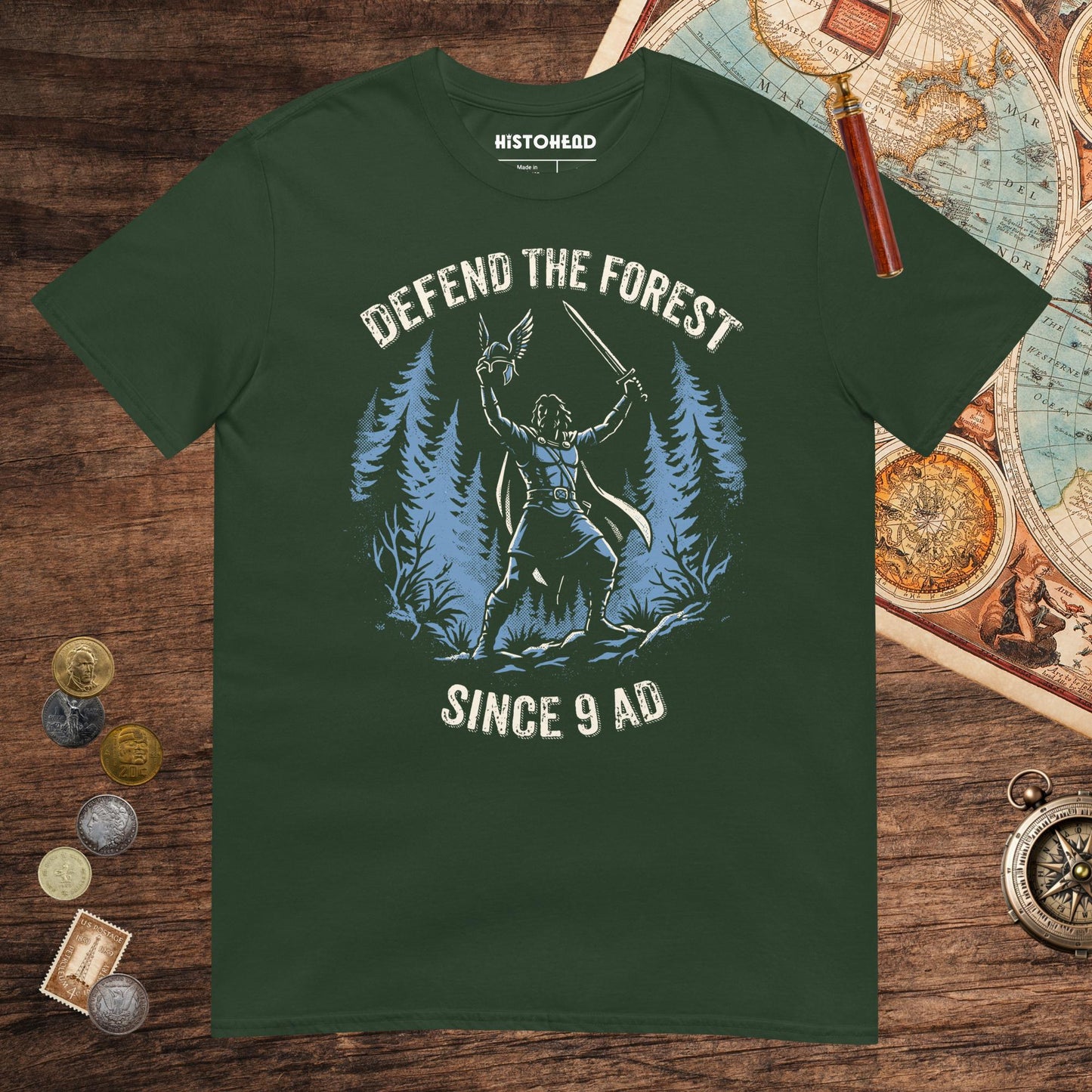 Forest Green Defend the Forest Tee - history buff gift by HistoHead