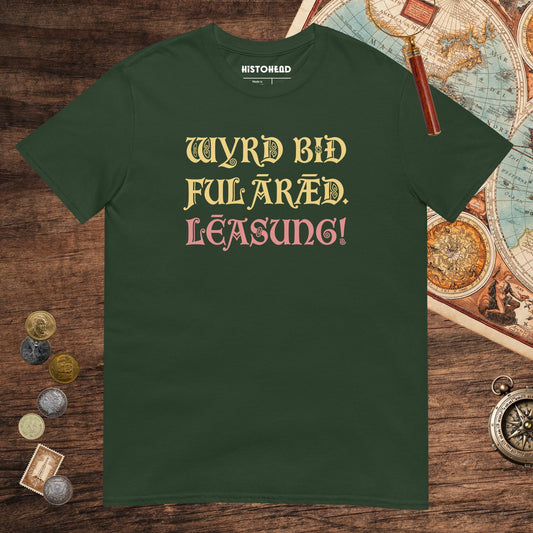 Forest Green Old English Fate Denied Tee - history buff gift by HistoHead