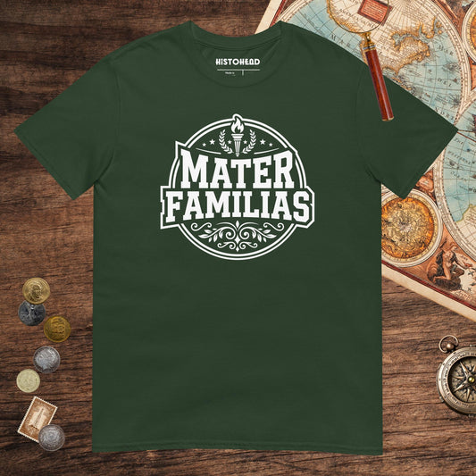 Forest Green Mater Familias Latin Tee - history buff gift by HistoHead