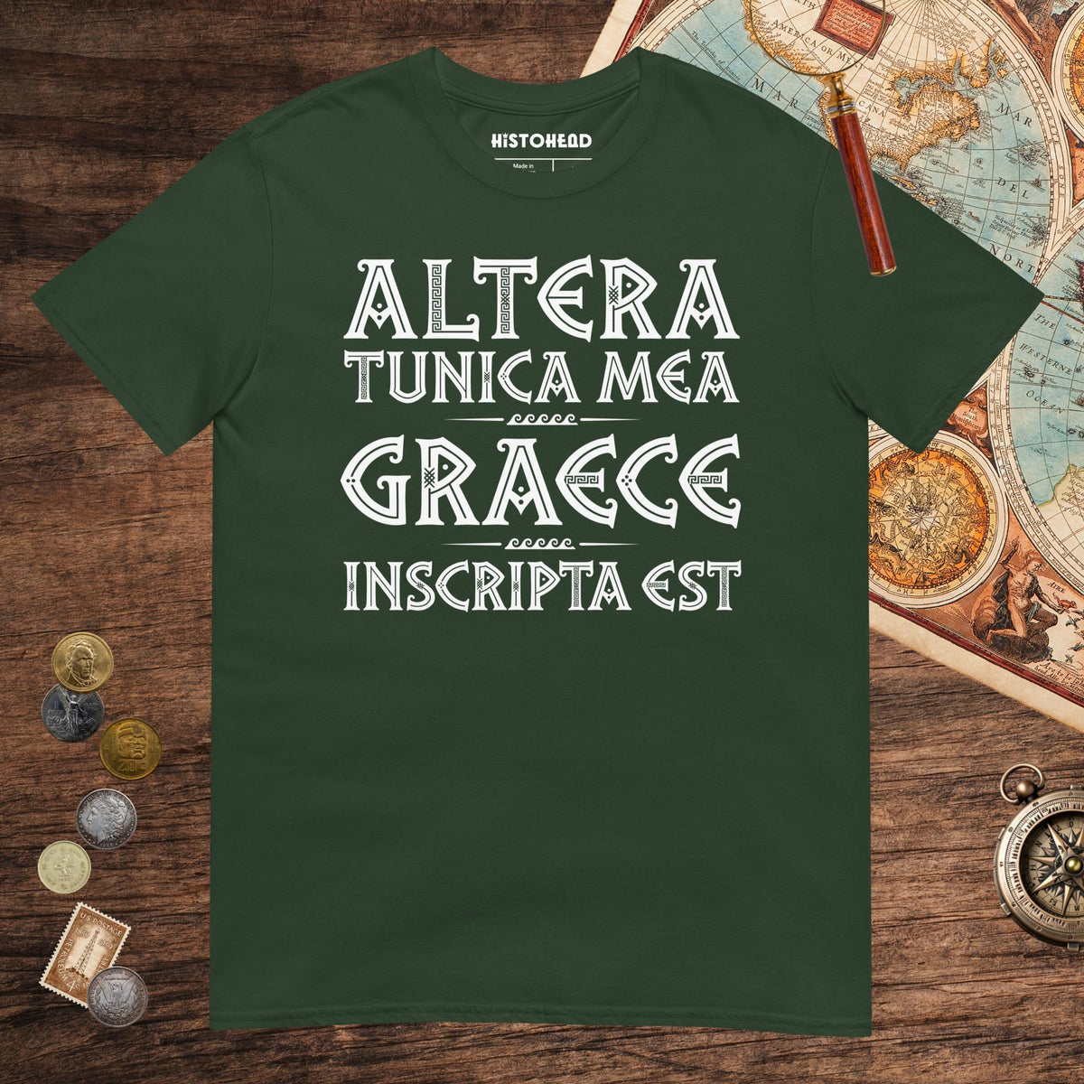 Forest Green Latin My Other Shirt Is In Greek Tee - history buff gift by HistoHead