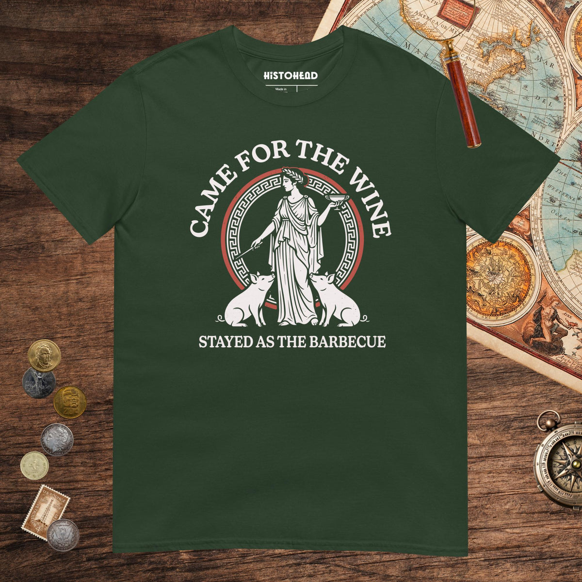 Forest Green Circe Barbecue Tee - history buff gift by HistoHead