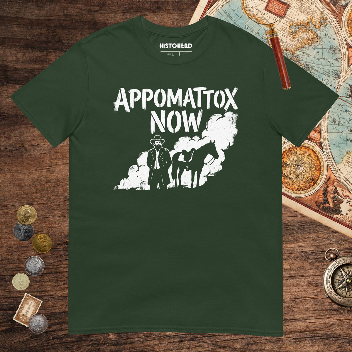 Forest Green Appomattox Now Tee - history buff gift by HistoHead