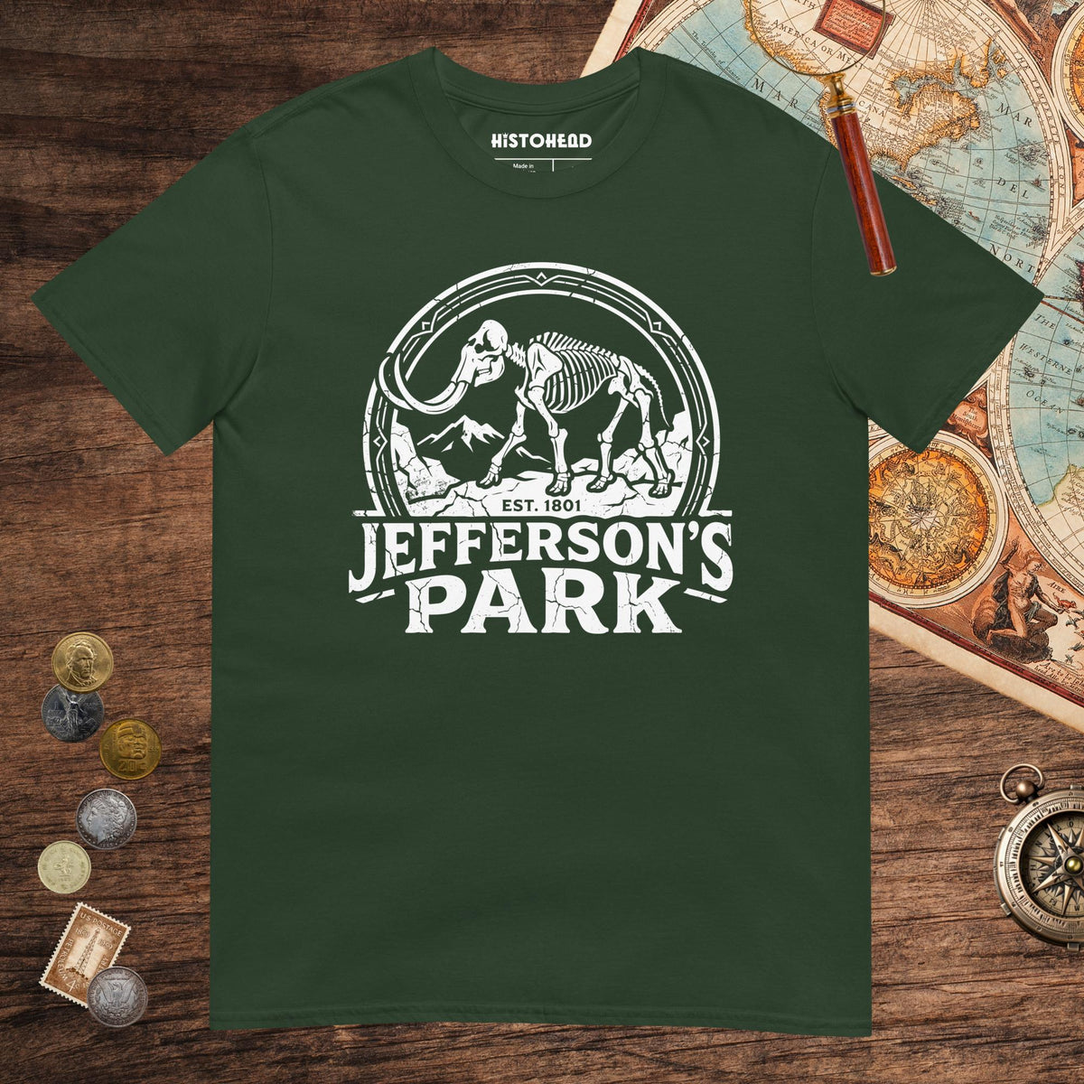 Forest Green Jefferson's Park Tee - history buff gift by HistoHead