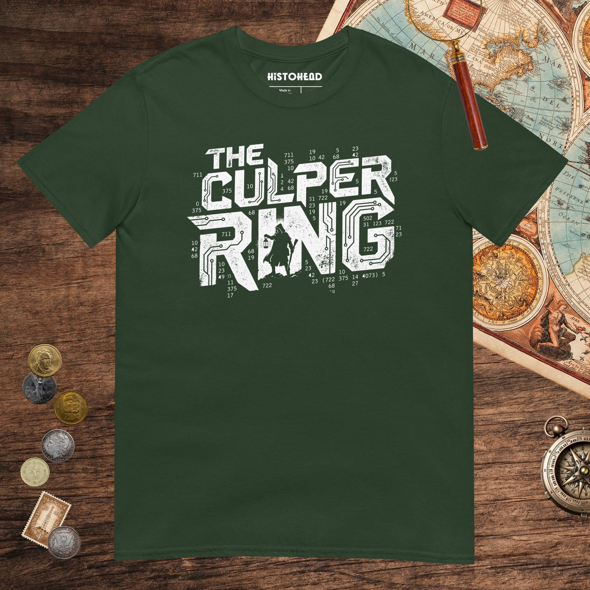 Forest Green The Culper Ring Tee - history buff gift by HistoHead