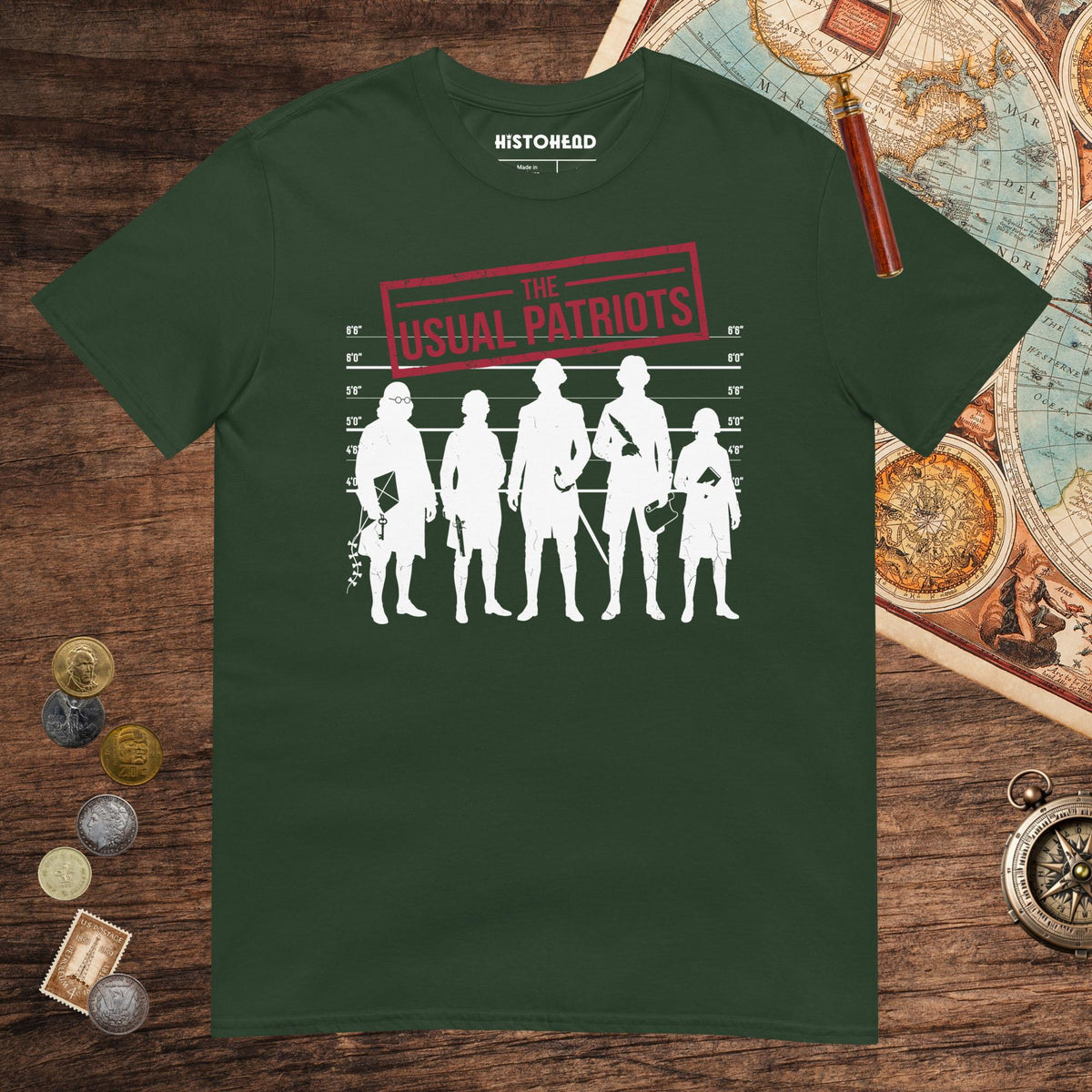 Forest Green The Usual Patriots Tee - history buff gift by HistoHead