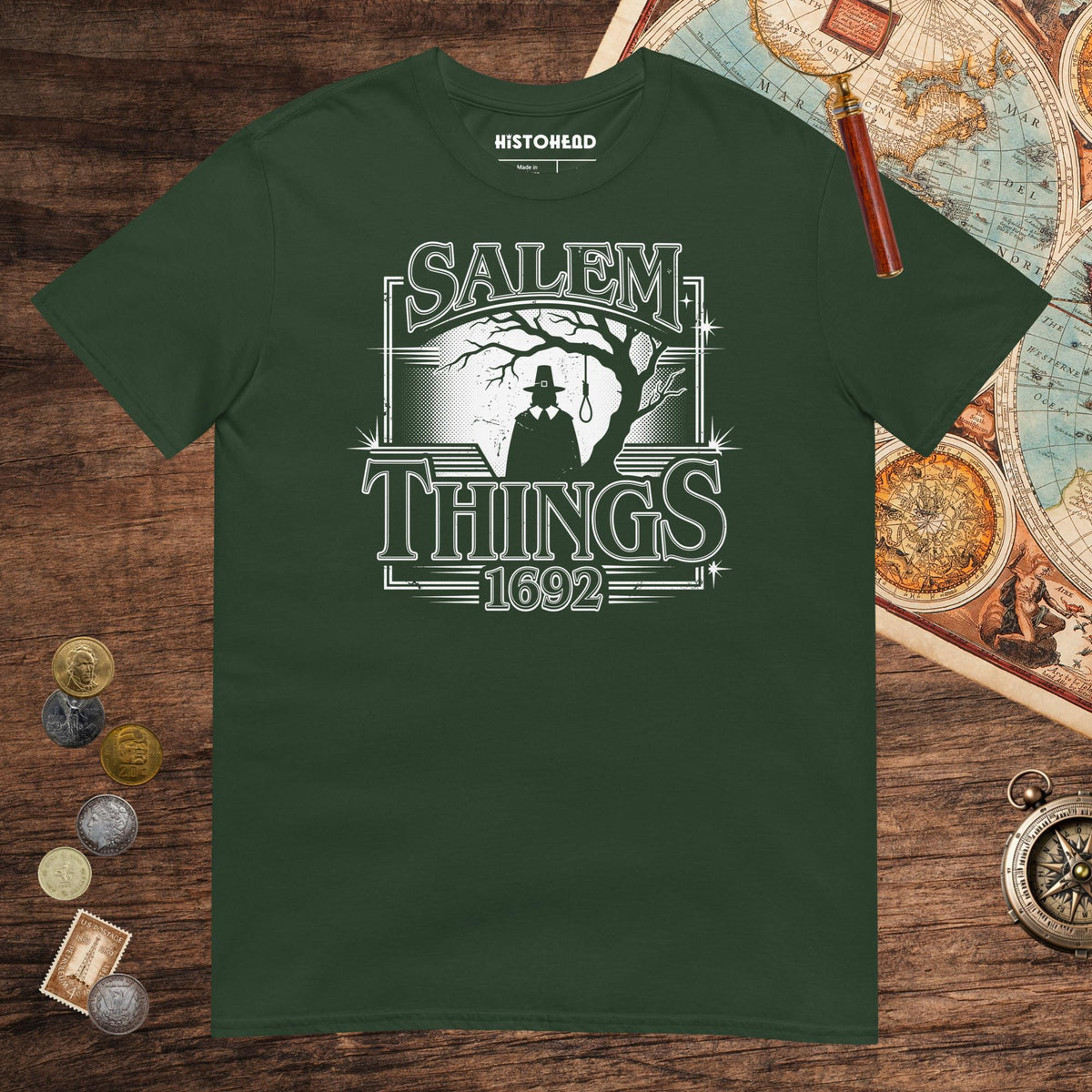 Forest Green Salem Things 1692 Tee - history buff gift by HistoHead