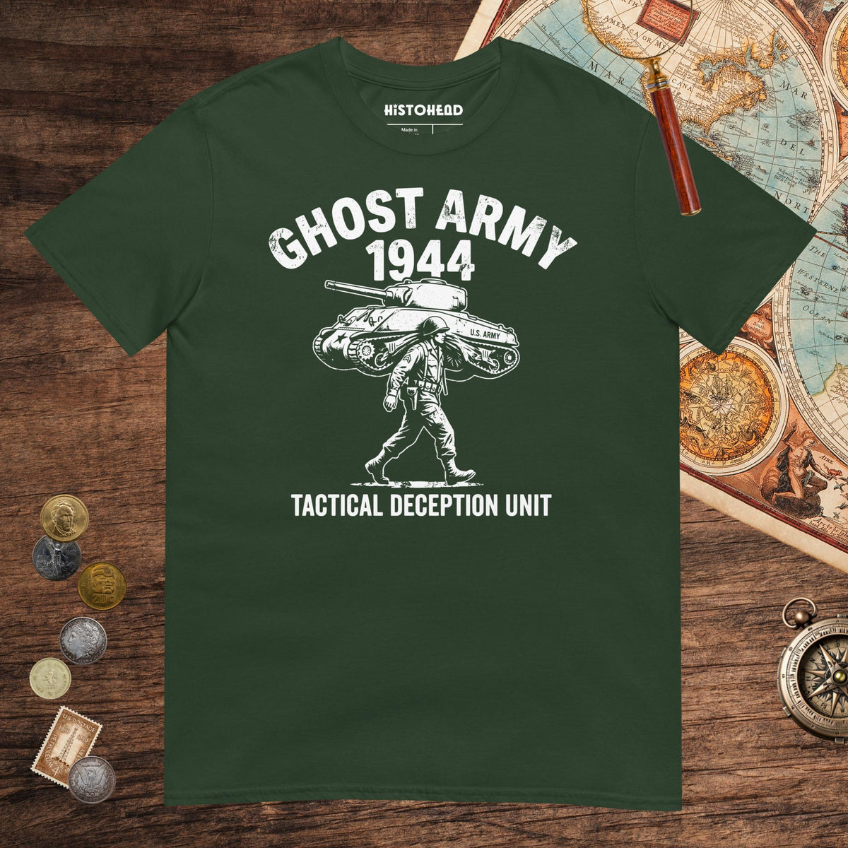 Forest Green Ghost Army Tee - history buff gift by HistoHead