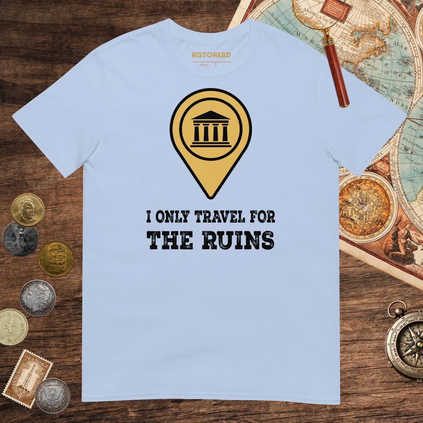 Light Blue Travel for the Ruins Tee - history buff gift by HistoHead