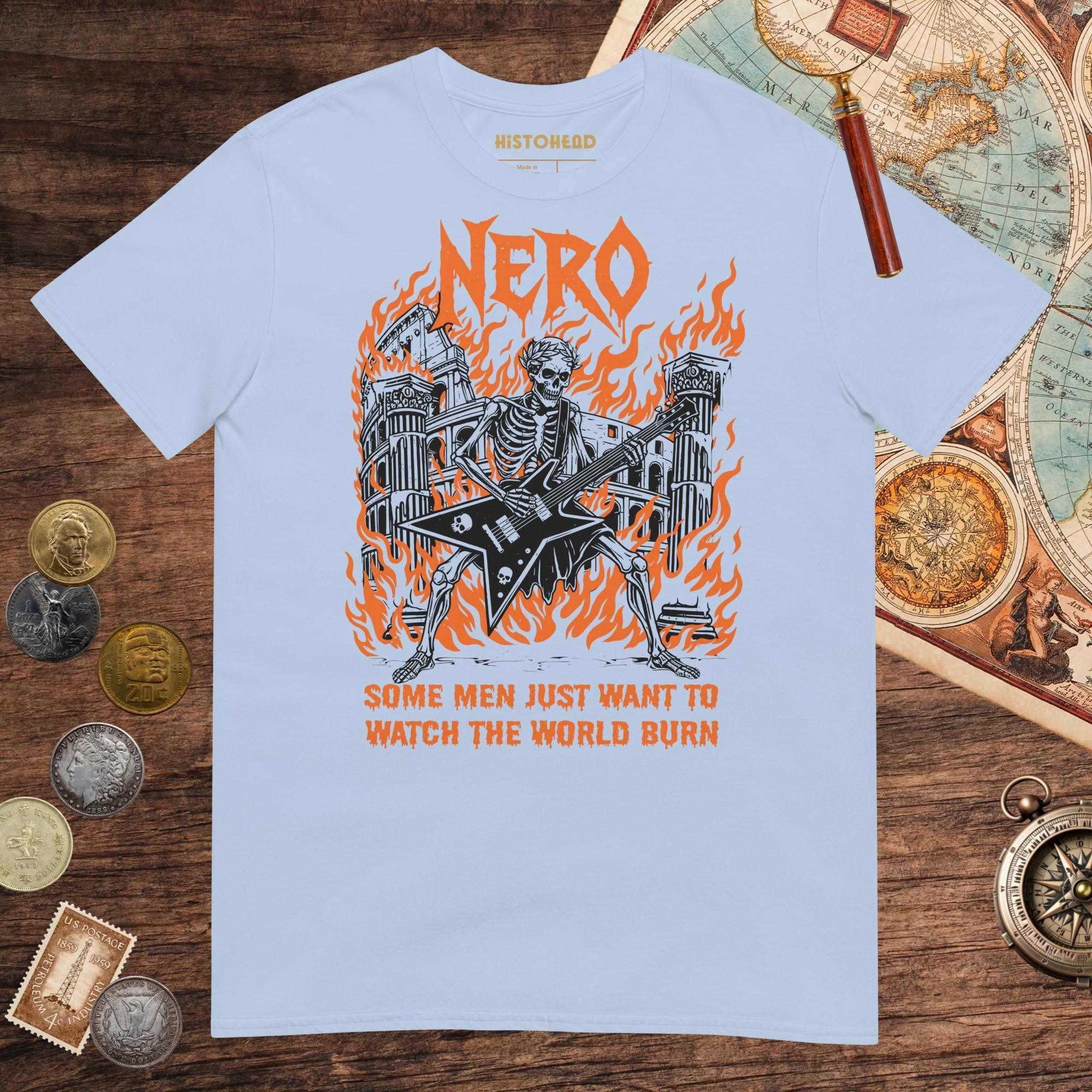 Light Blue Nero Watch the World Burn Tee - history buff gift by HistoHead