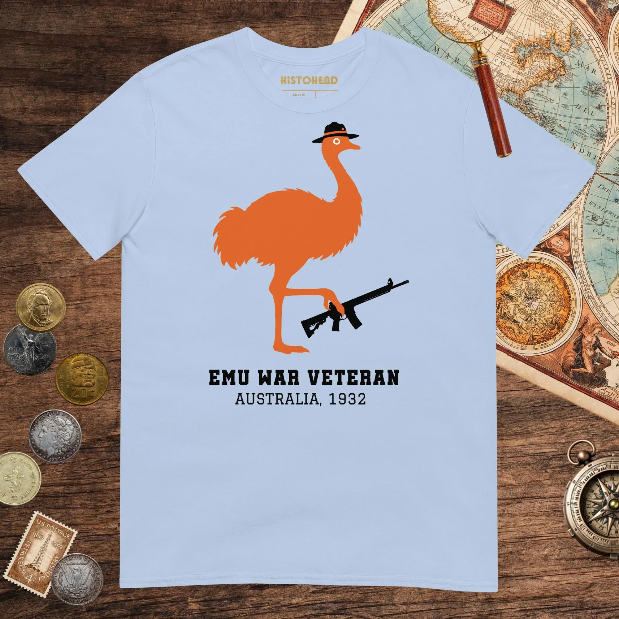 Light Blue Emu War Veteran Tee - history buff gift by HistoHead