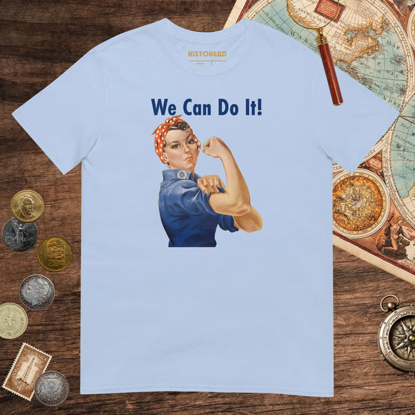 Light Blue Rosie We Can Do It Tee - history buff gift by HistoHead