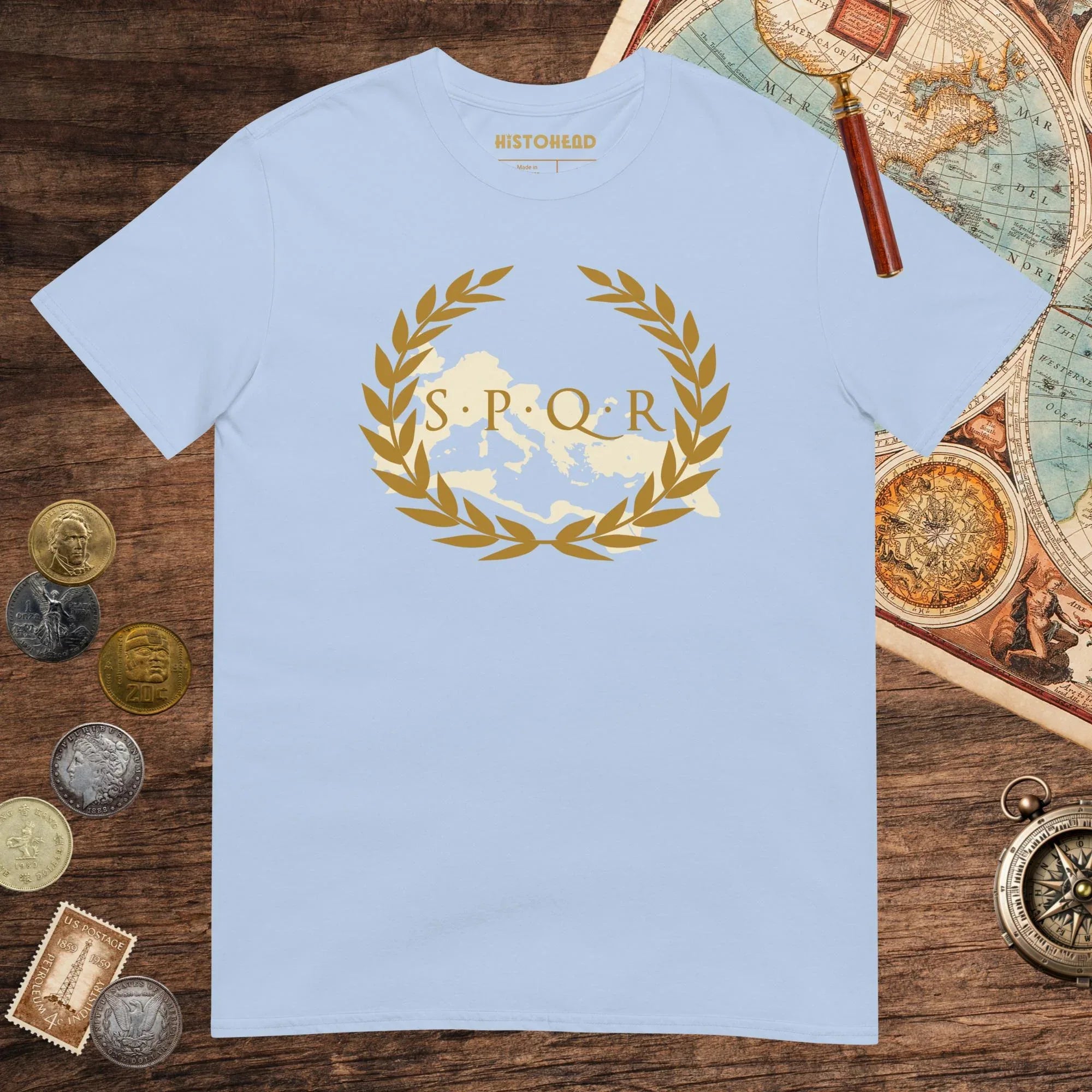 Light Blue Roman SPQR Banner Tee - history buff gift by HistoHead