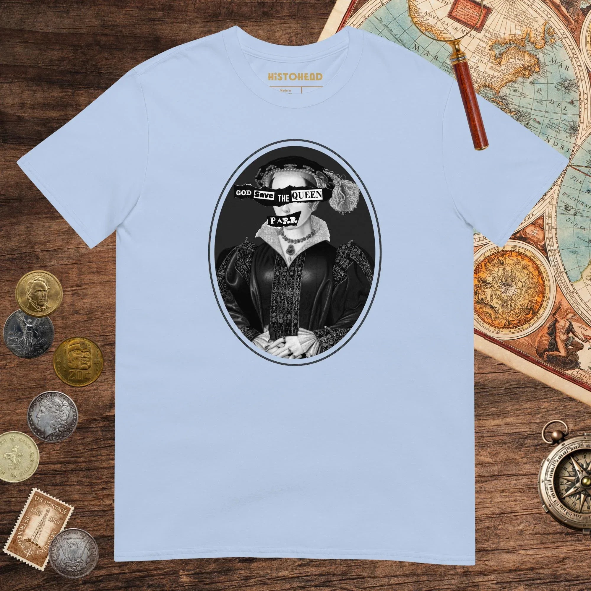 Light Blue God Save the Queen Catherine Parr Tee - history buff gift by HistoHead