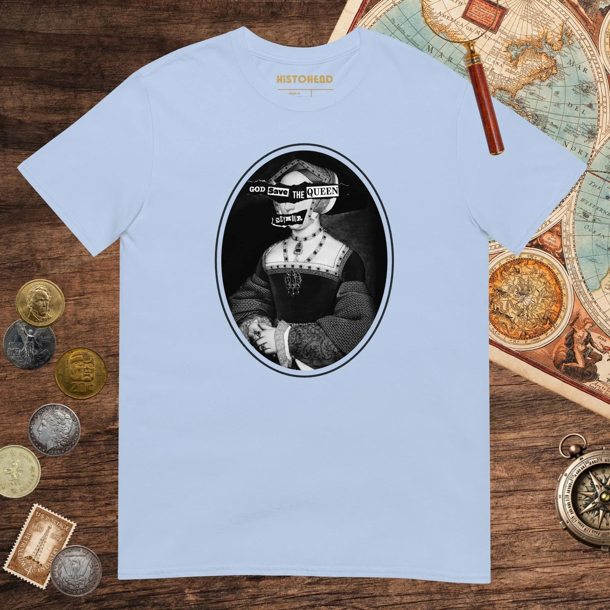 Light Blue God Save the Queen Jane Seymour Tee - history buff gift by HistoHead