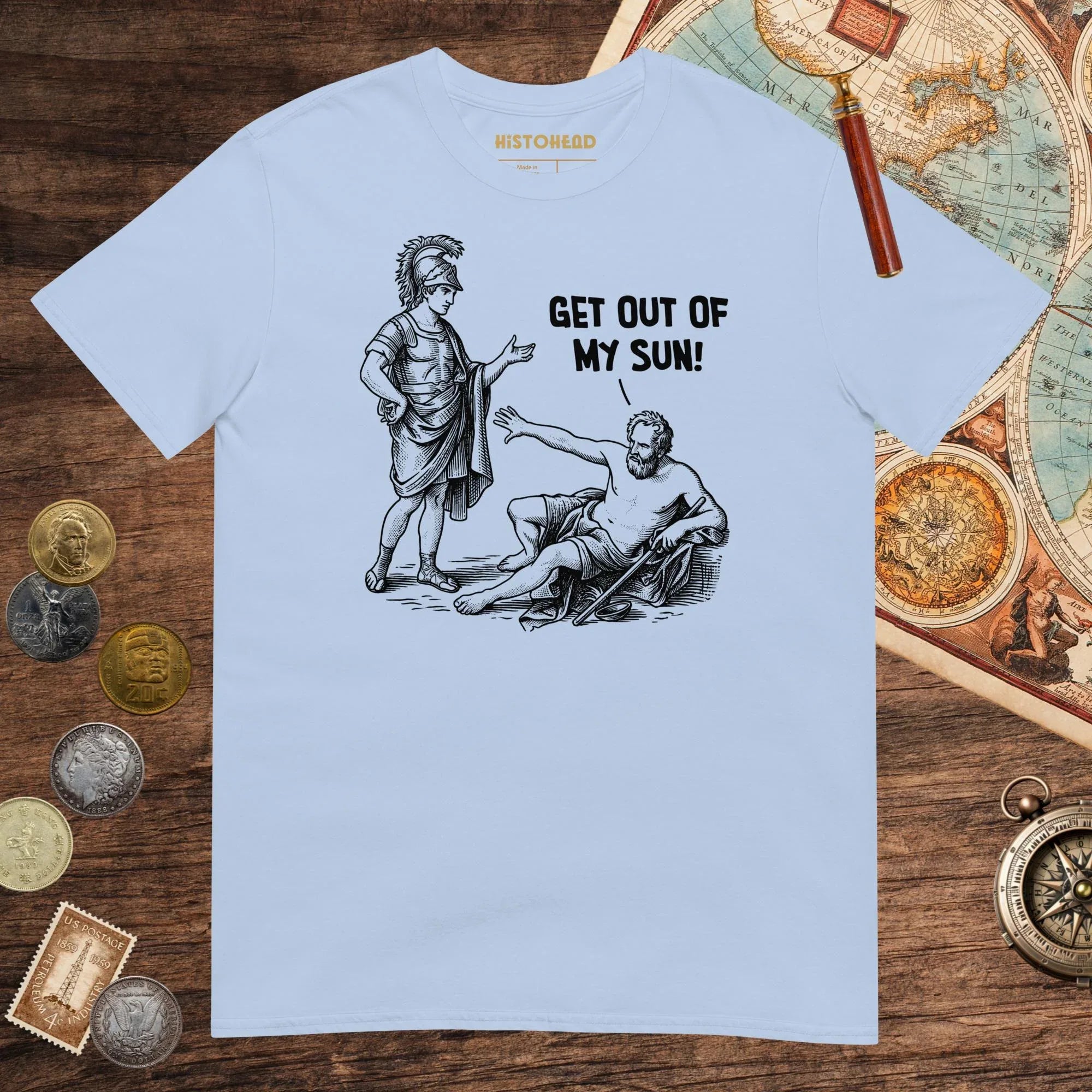 Light Blue Diogenes: Get Out of My Sun Tee - history buff gift by HistoHead
