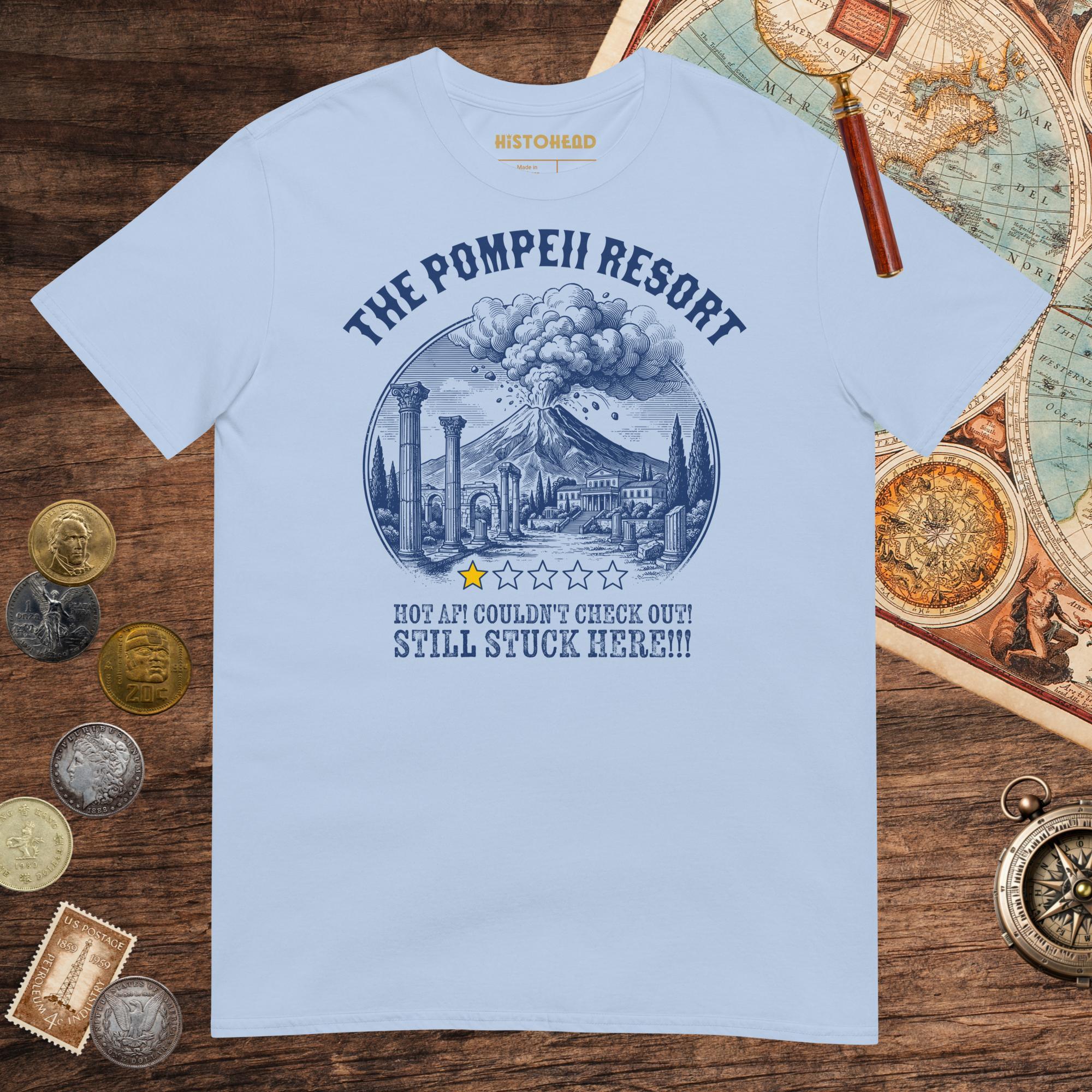 Light Blue The Pompeii Resort Review Tee - history buff gift by HistoHead