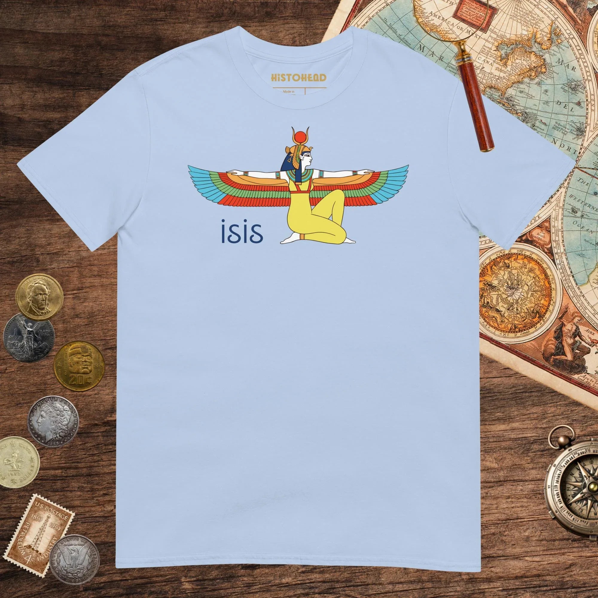Light Blue Egyptian Goddess Isis Tee - history buff gift by HistoHead