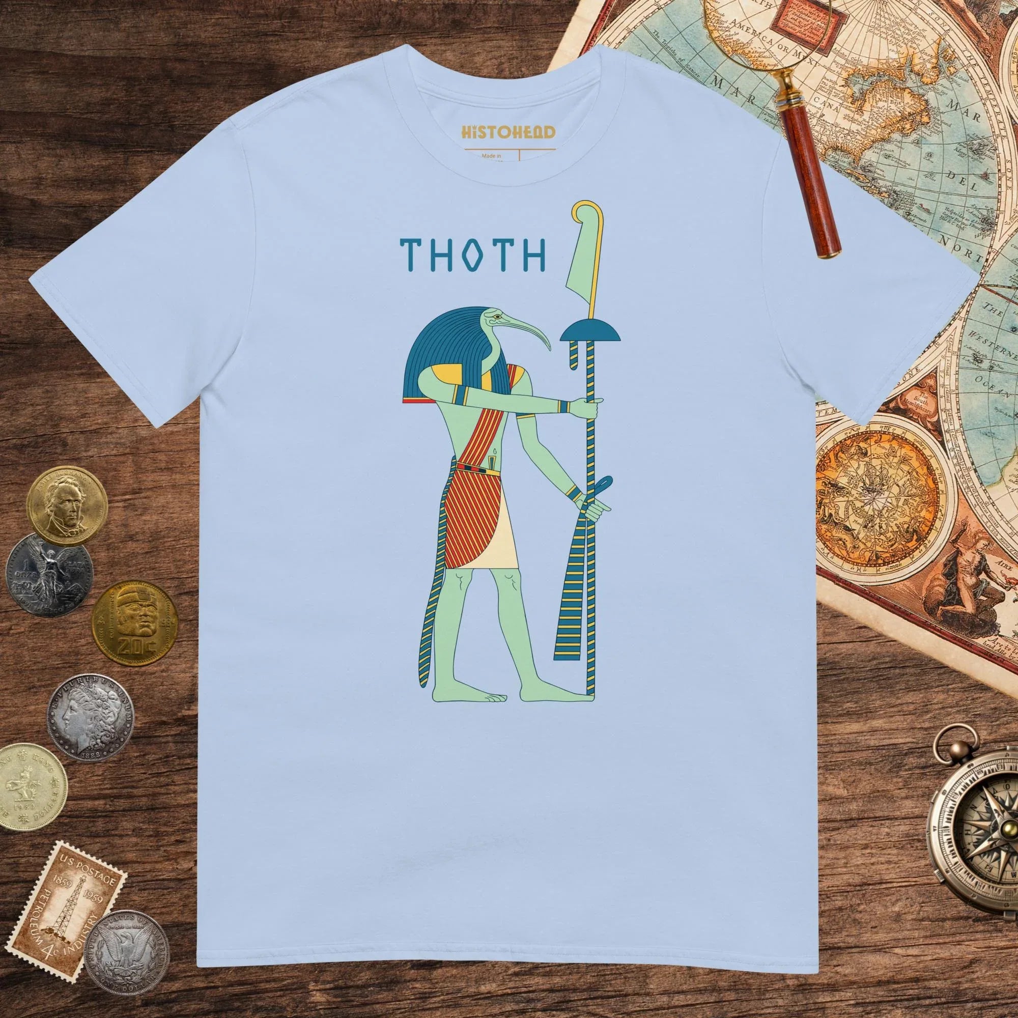 Light Blue Egyptian God Thoth Tee - history buff gift by HistoHead