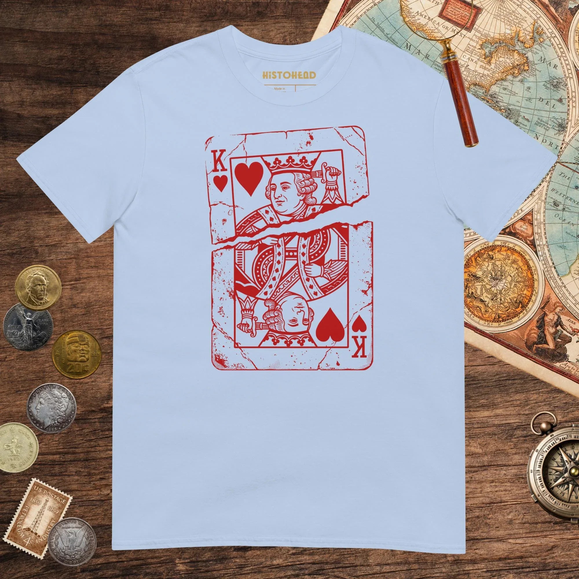 Light Blue Louis XVI Playing Card Tee - history buff gift by HistoHead
