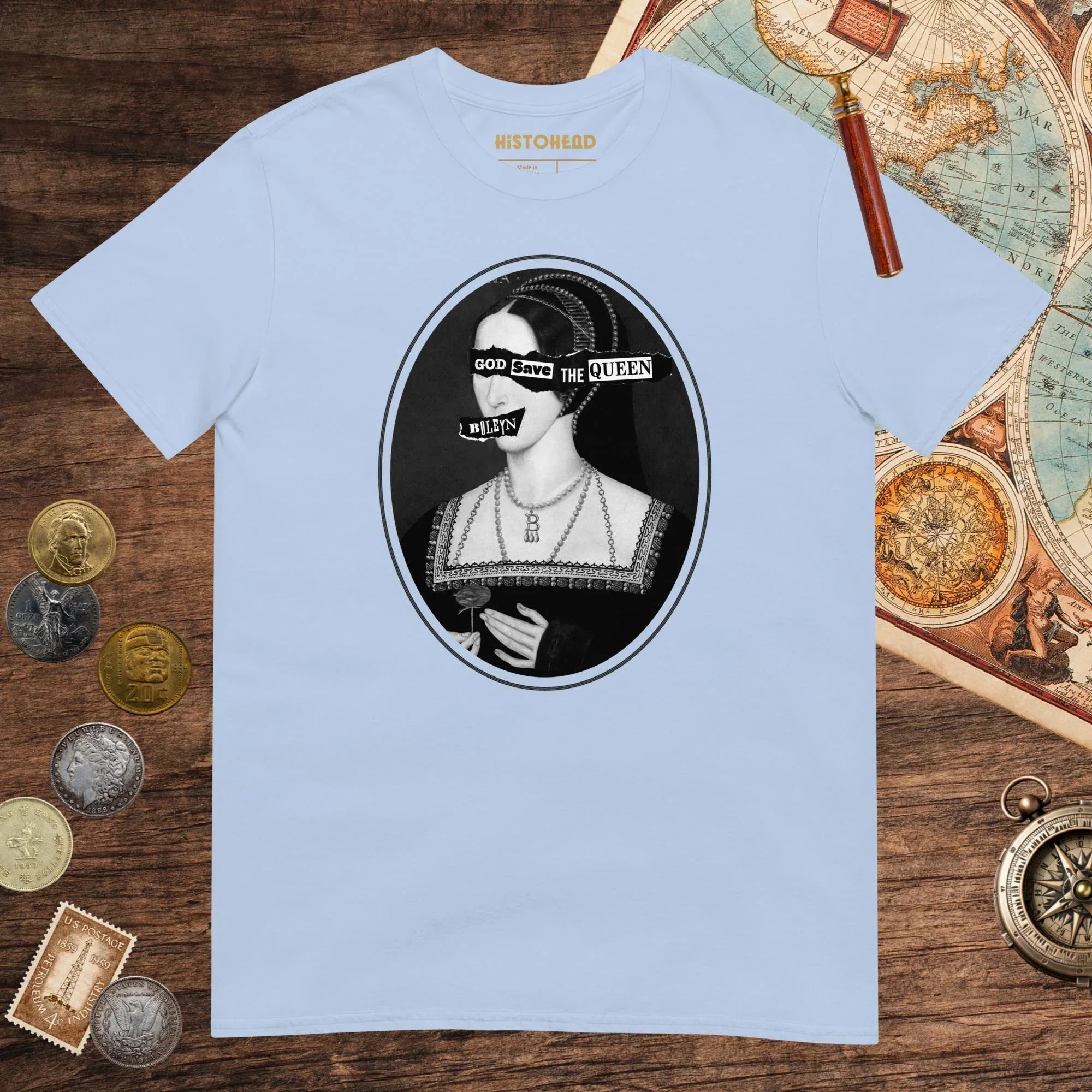 Light Blue God Save the Queen Anne Boleyn Tee - history buff gift by HistoHead
